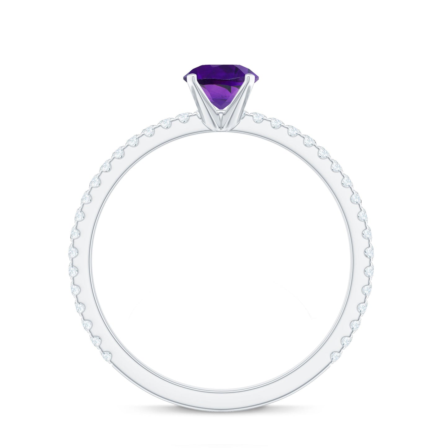 Real Amethyst Diamond Promise Ring for Women