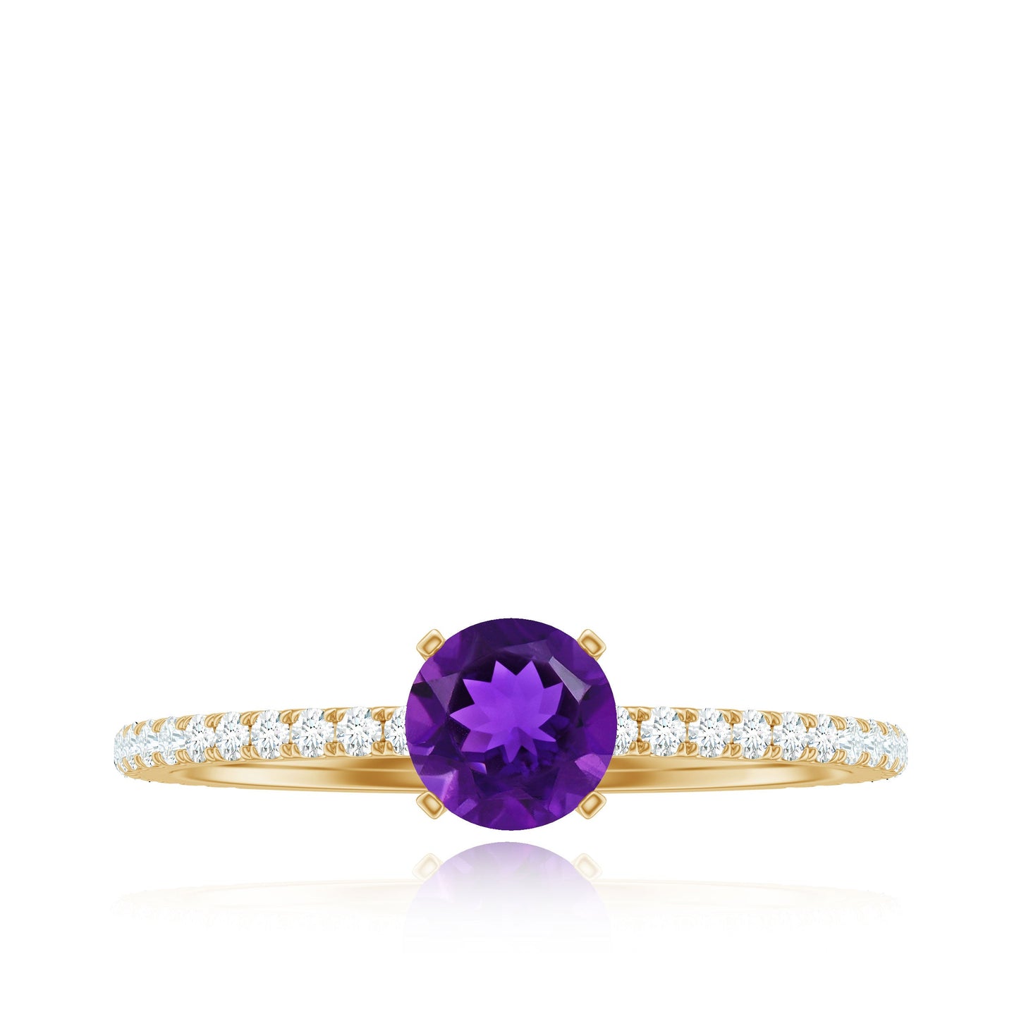 Real Amethyst Diamond Promise Ring for Women