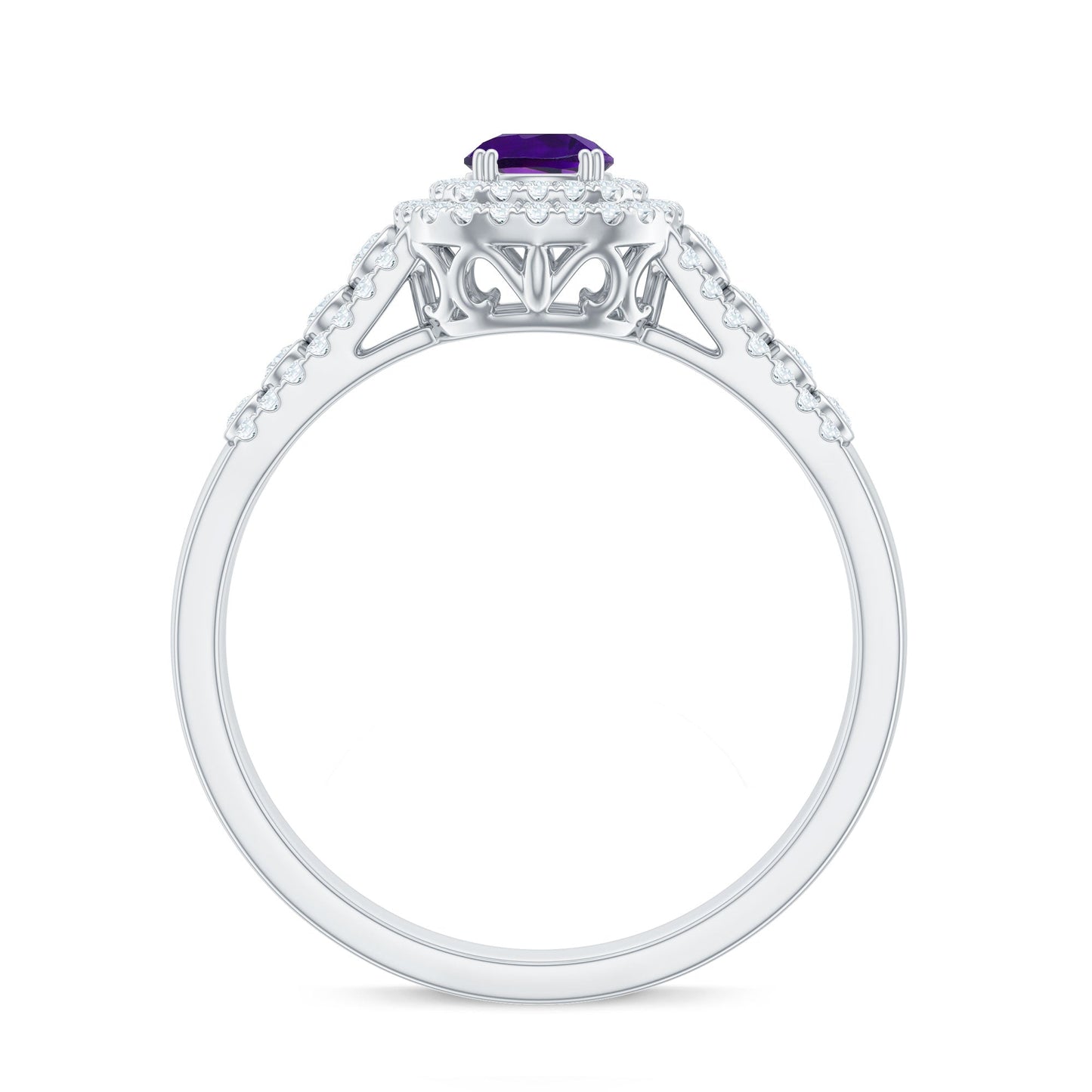 3 CT Amethyst Double Halo Engagement Ring with Moissanite