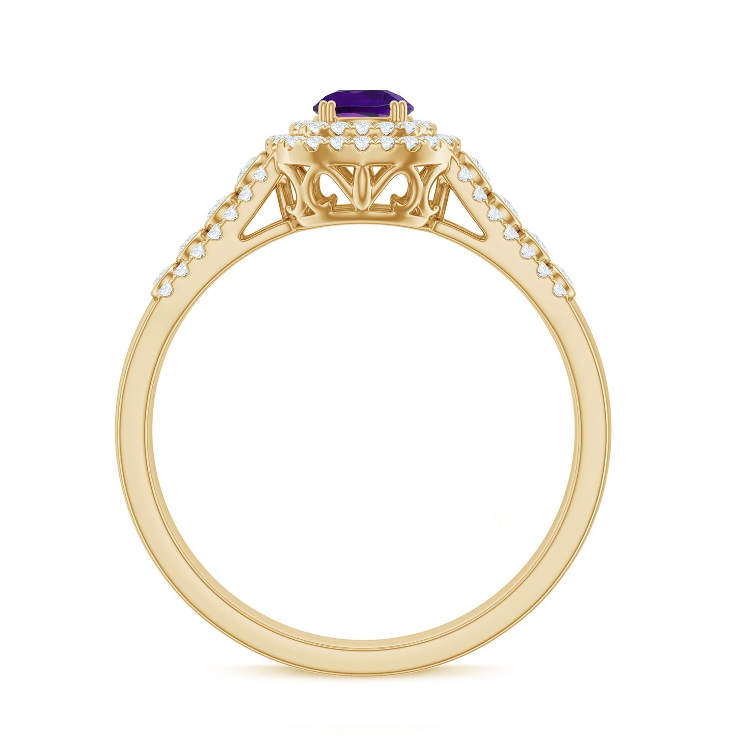 3 CT Amethyst Double Halo Engagement Ring with Moissanite