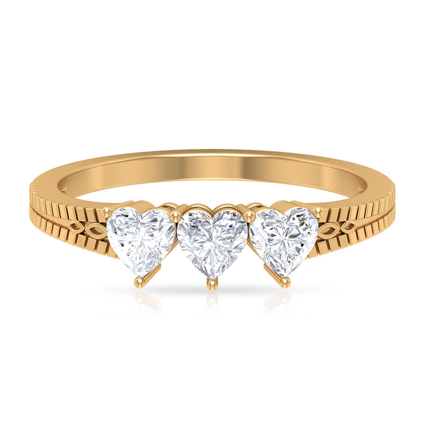 3/4 CT Heart Shape Zircon Three Stone Promise Ring