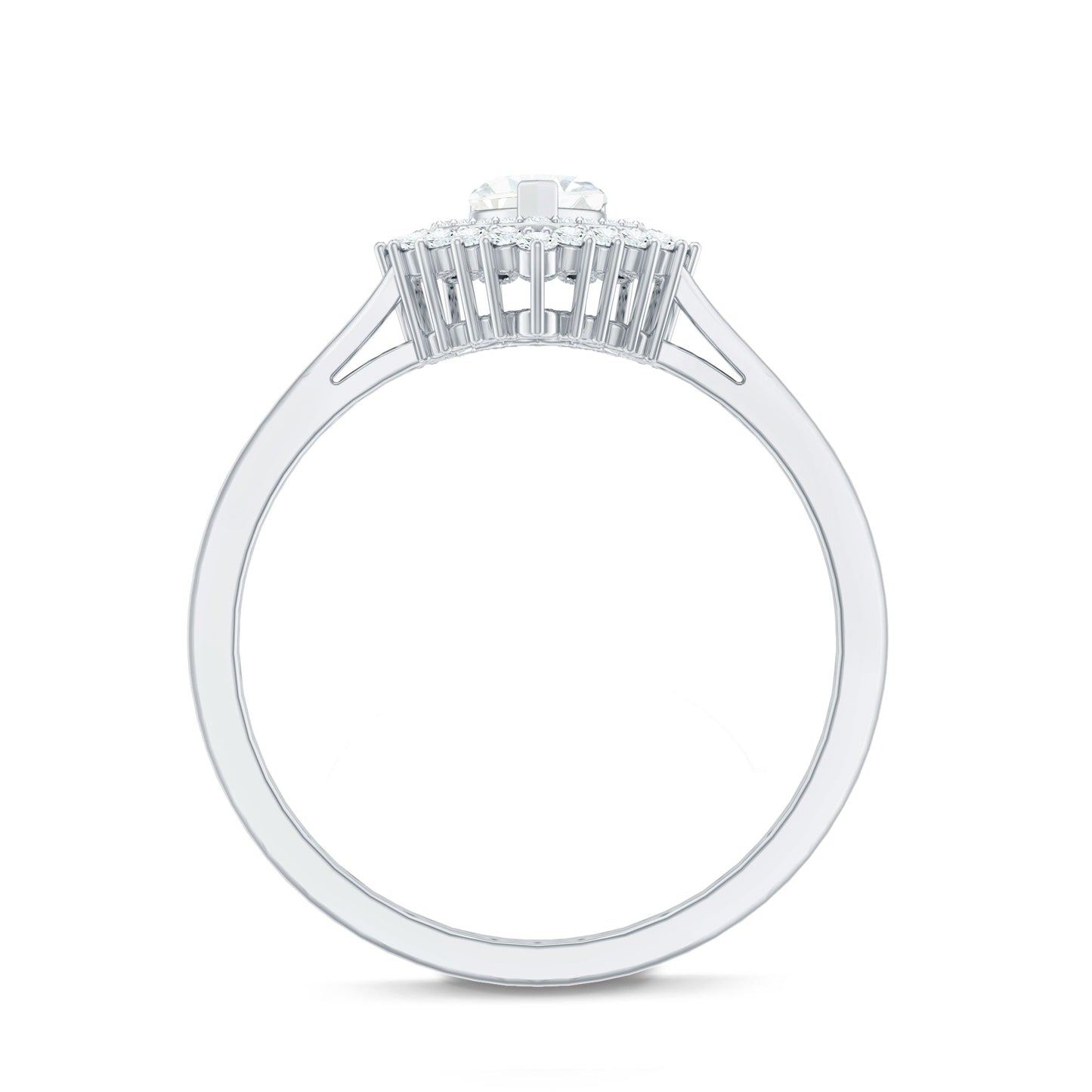 Certified Real 0.25 Carat Diamond Heart Engagement Ring with Double Halo