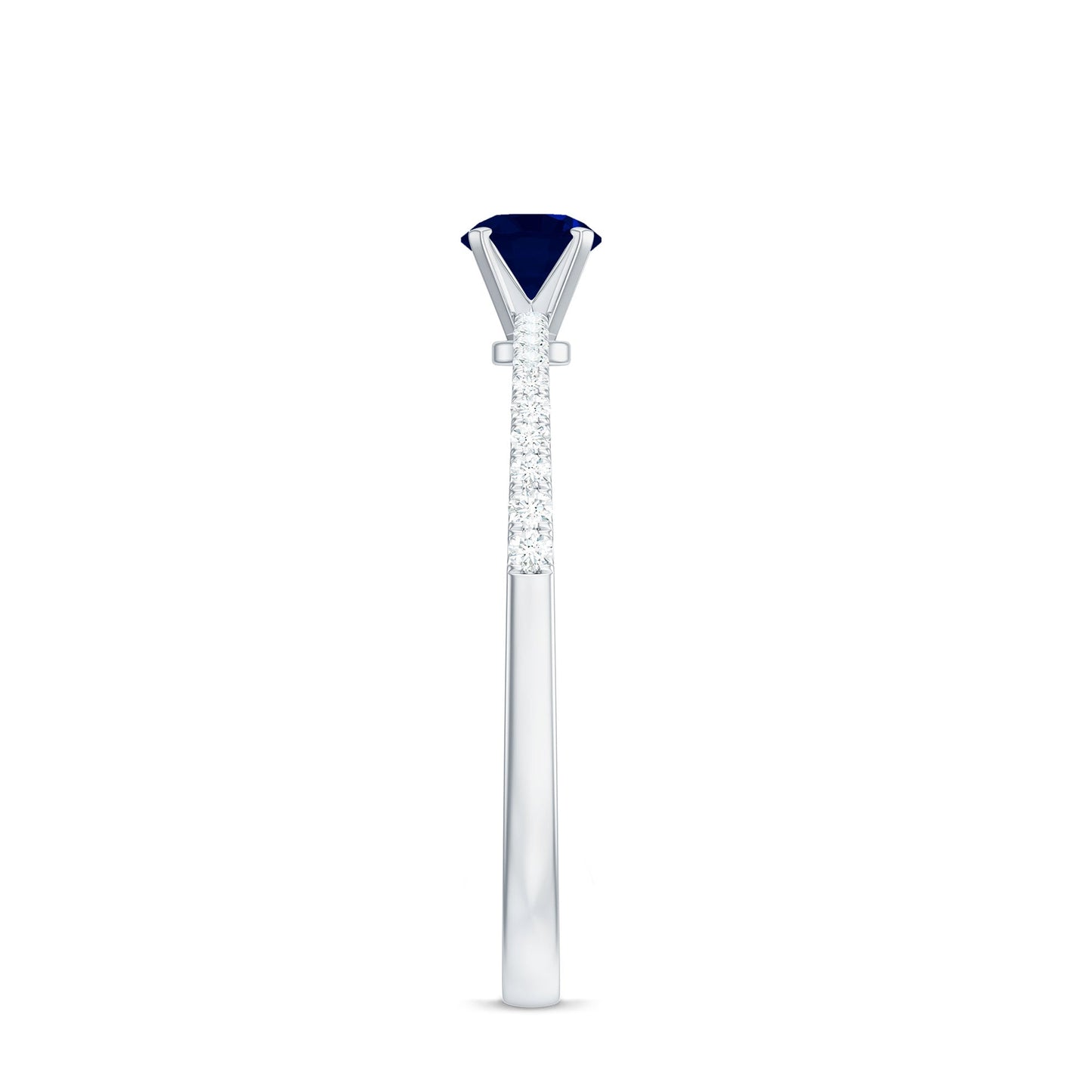 1/2 CT French Set Solitaire Blue Sapphire and Diamond Minimal Ring