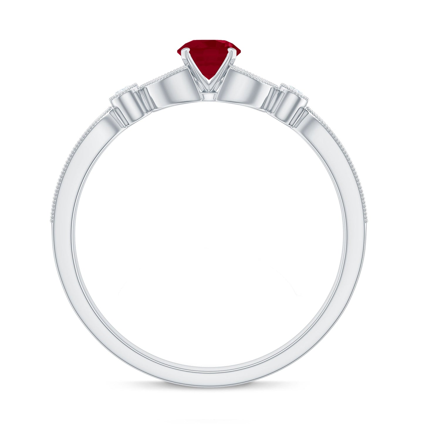 Vintage Style 0.6 Carat Ruby Diamond Engagement Ring for Women