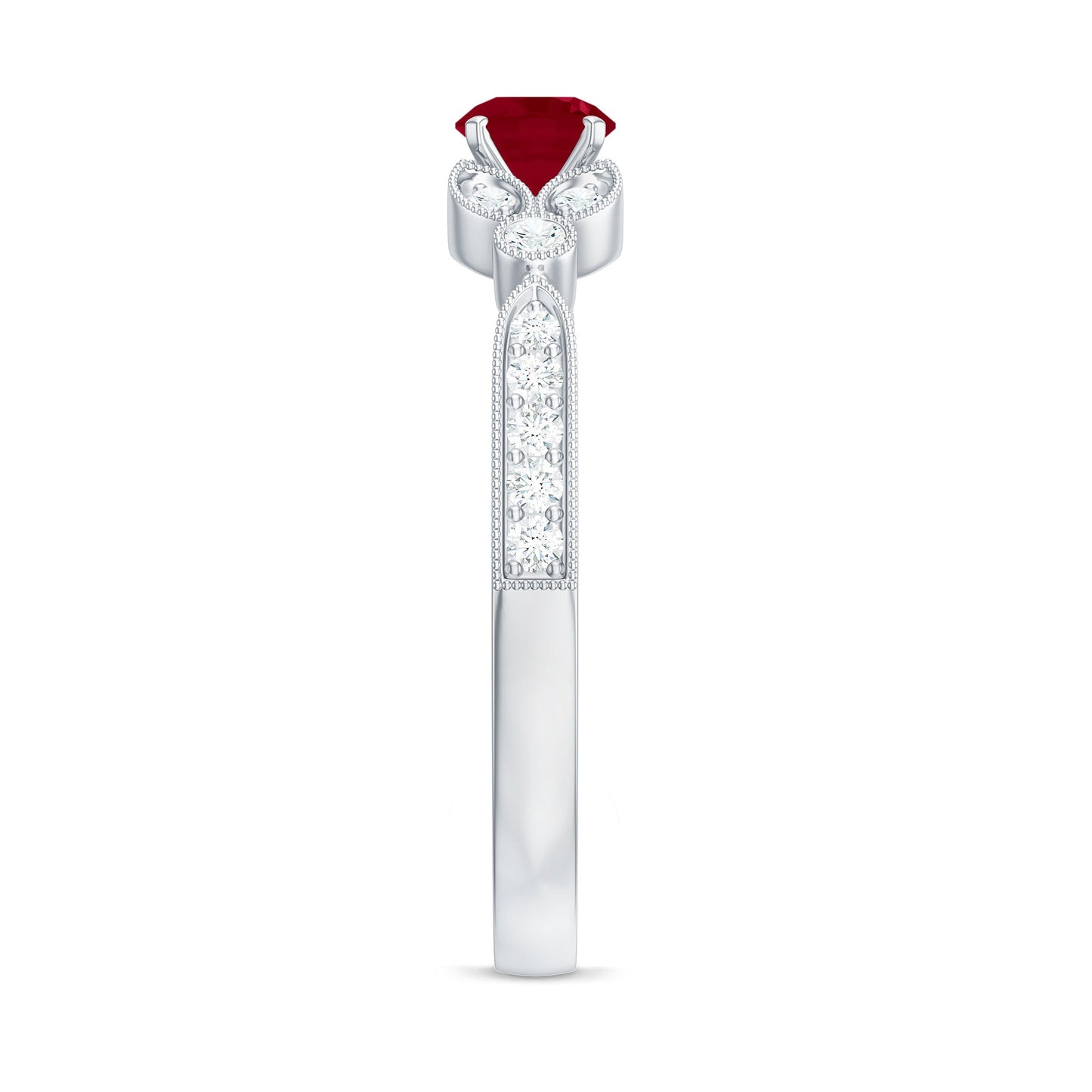 Vintage Style 0.6 Carat Ruby Diamond Engagement Ring for Women