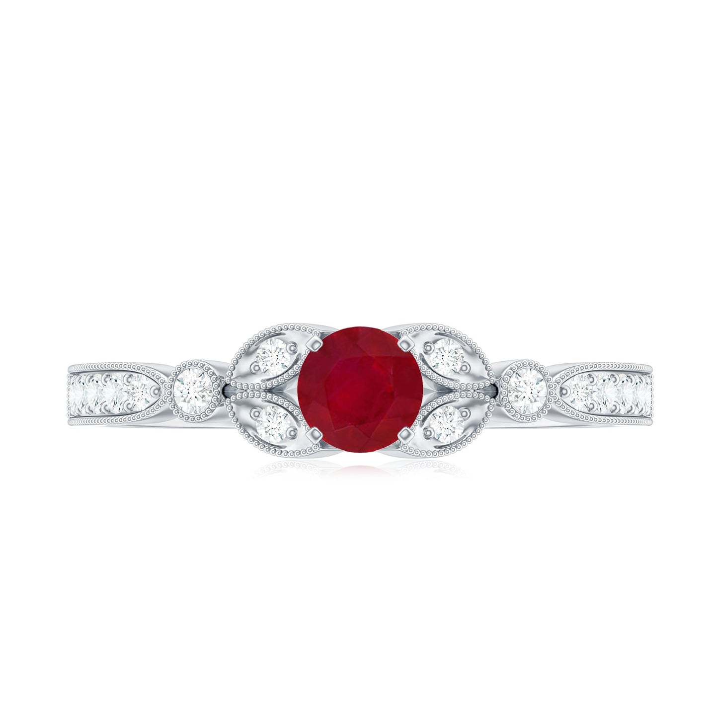 Vintage Style 0.6 Carat Ruby Diamond Engagement Ring for Women