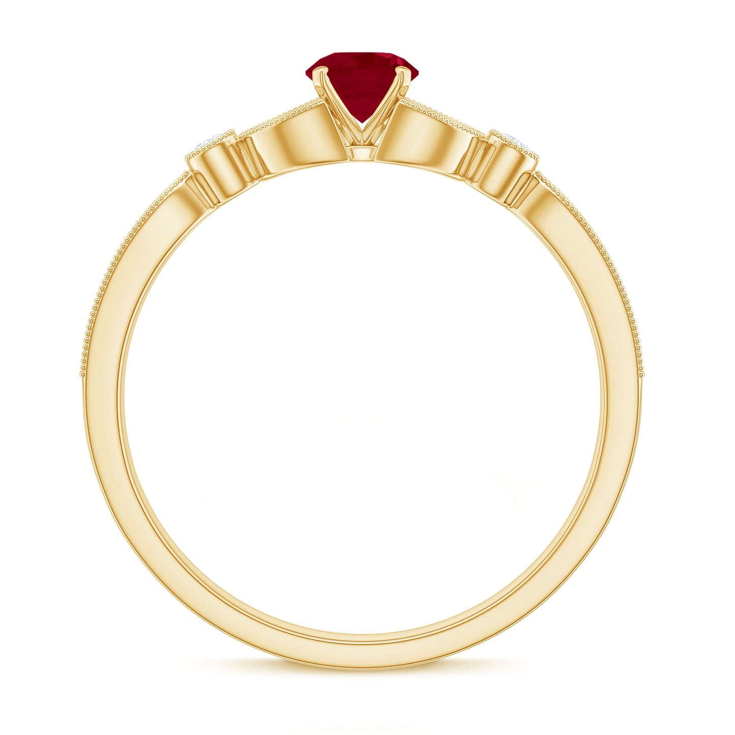 Vintage Style 0.6 Carat Ruby Diamond Engagement Ring for Women