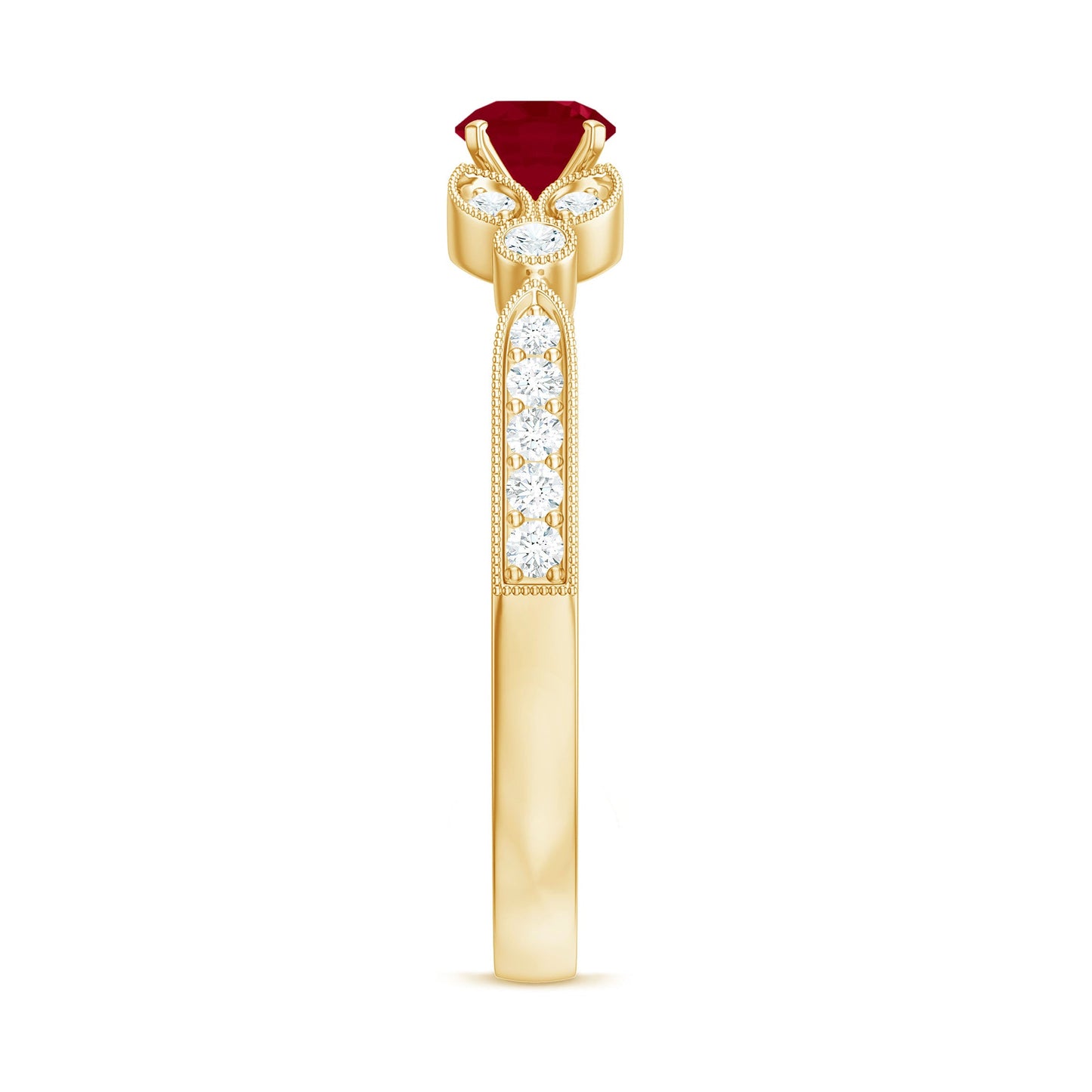 Vintage Style 0.6 Carat Ruby Diamond Engagement Ring for Women