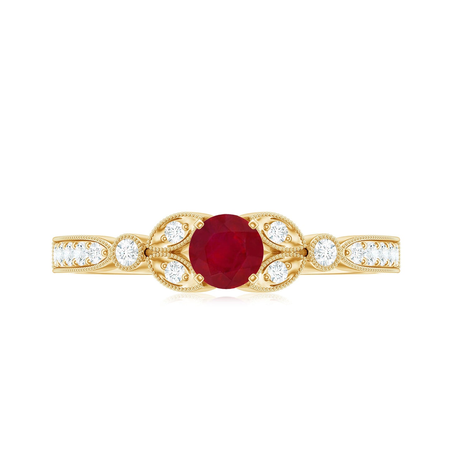 Vintage Style 0.6 Carat Ruby Diamond Engagement Ring for Women