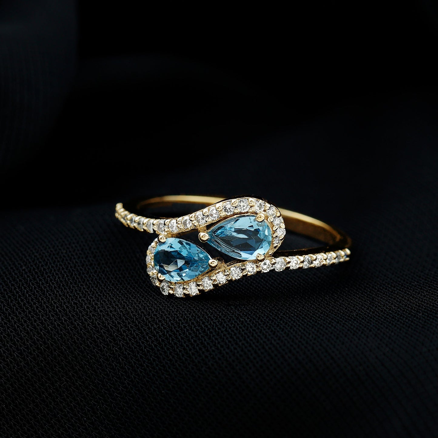 0.7 Carat Aquamarine Two Stone Engagement Ring with Diamond