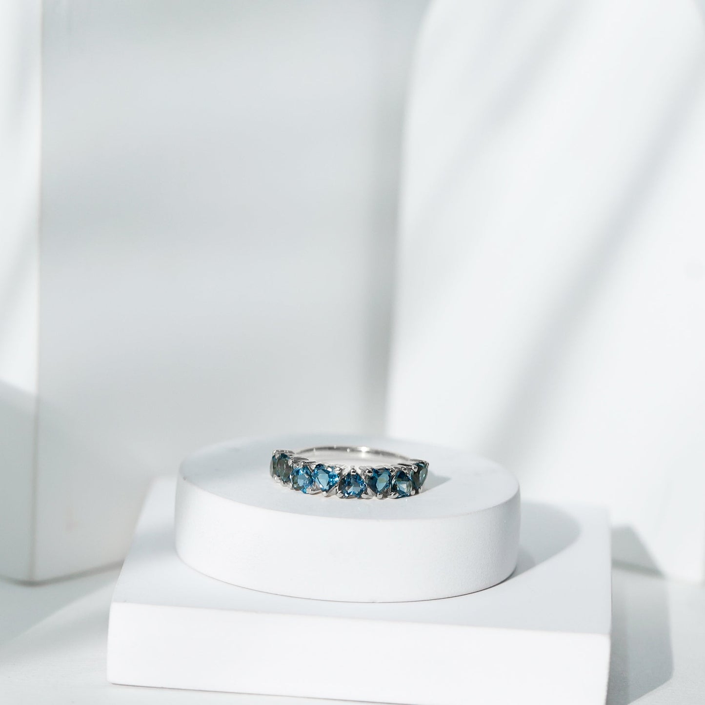 Brilliant Cut Heart London Blue Topaz Half Eternity Band