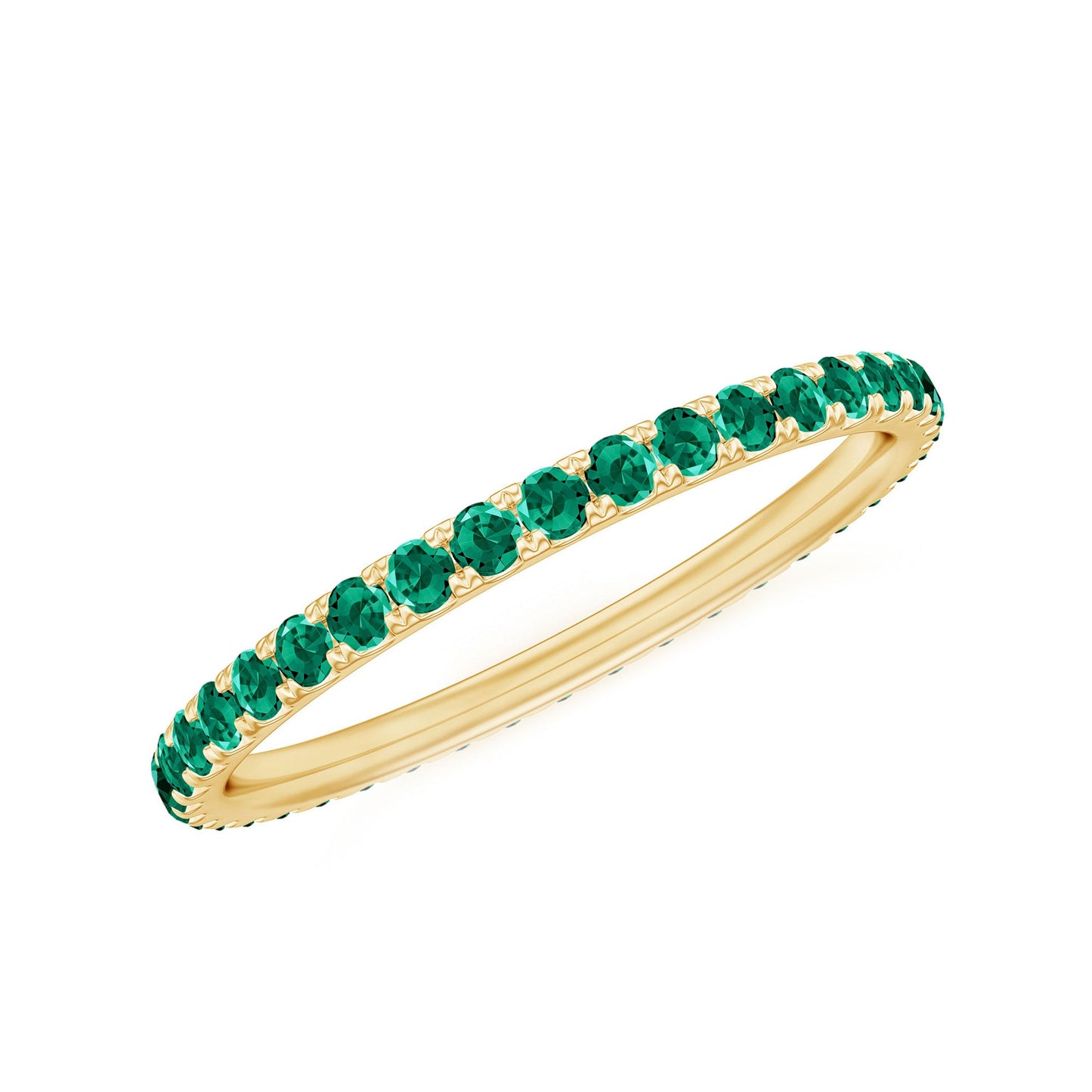 French Pave Set Lab Emerald Stackable Eternity Ring