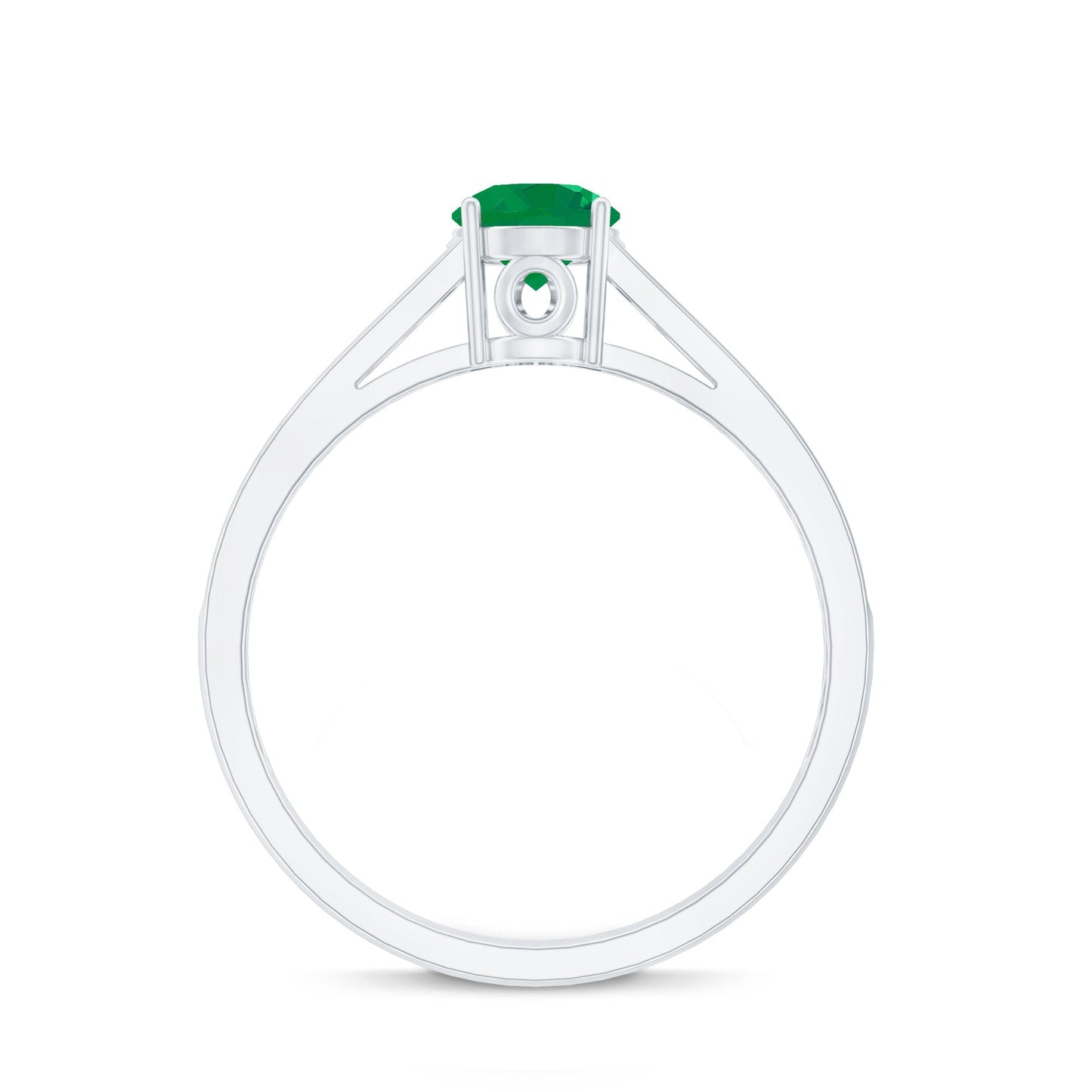 Genuine 5mm Emerald Solitaire Engagement Ring with Diamond Side Stones