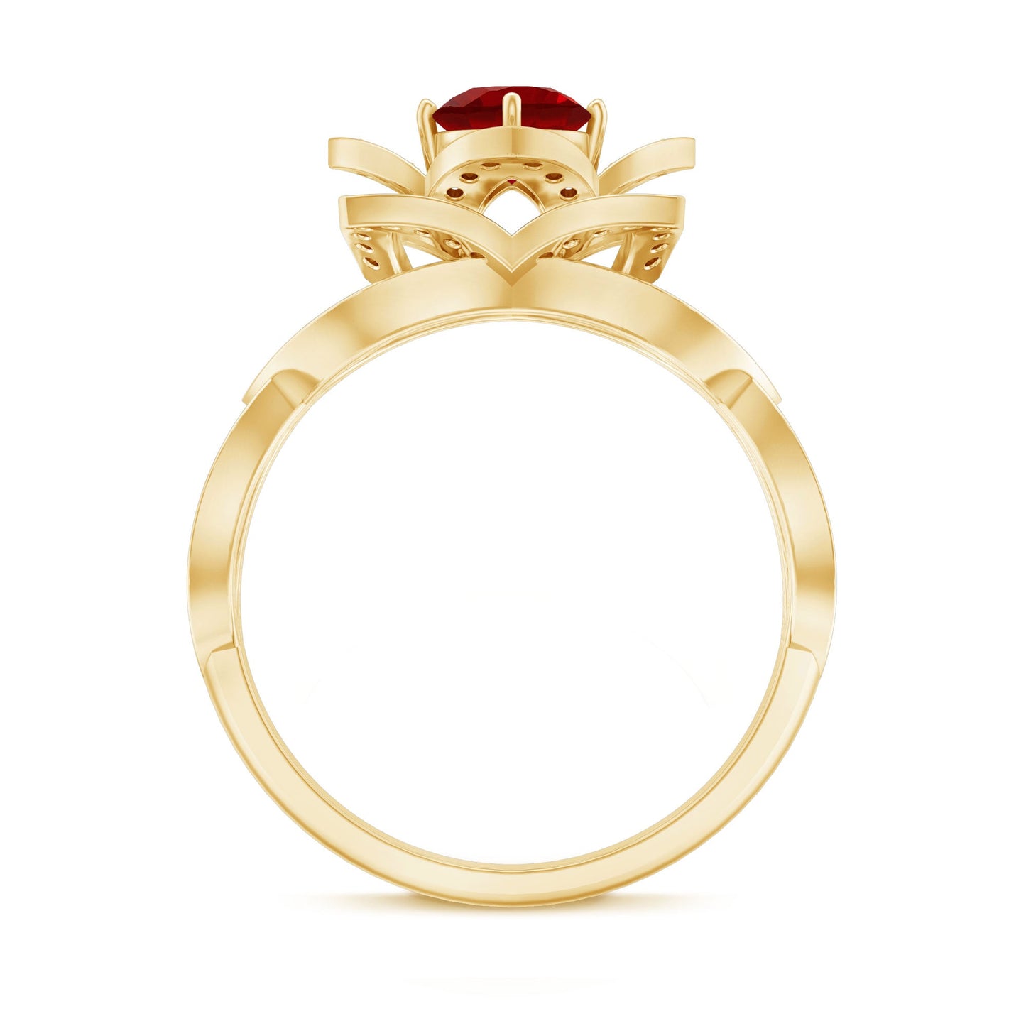 1.25 CT Created Ruby and Moissanite Flower Engagement Ring