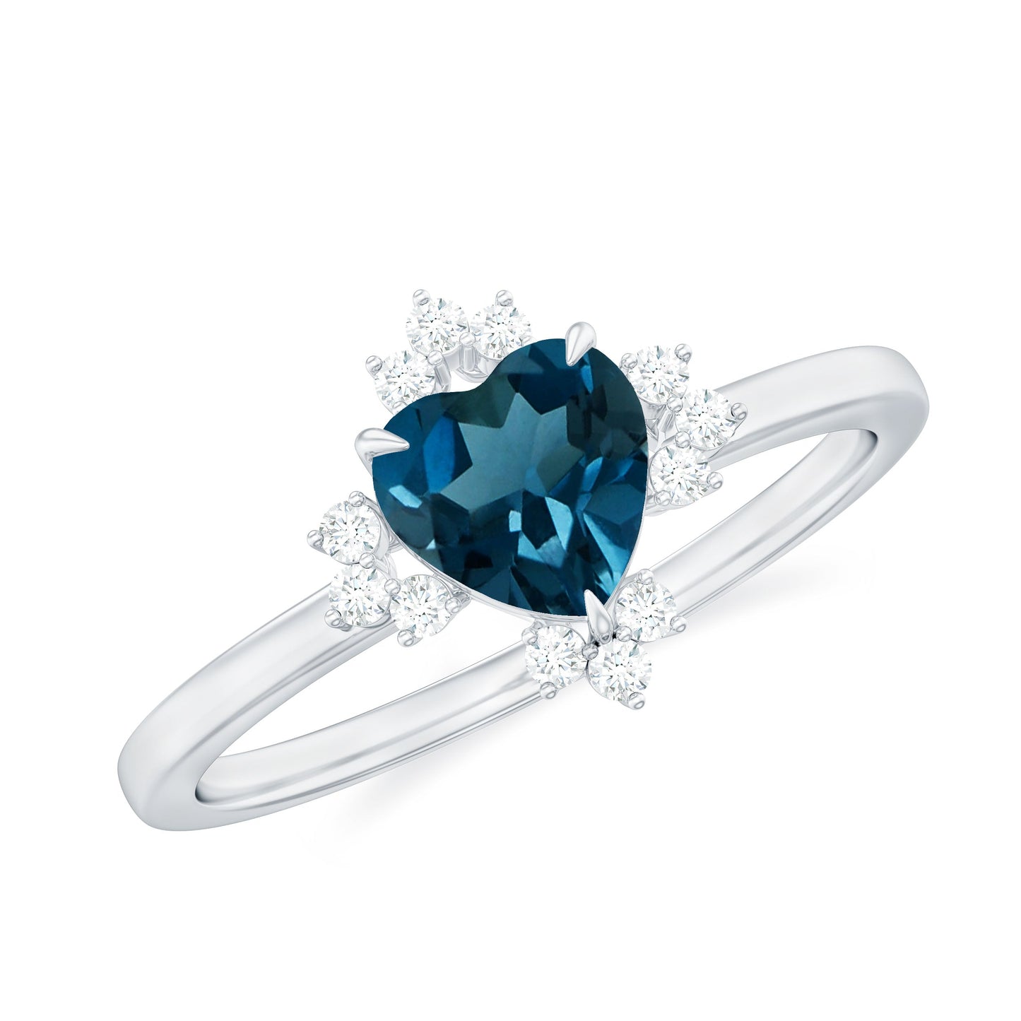 8mm Heart London Blue Topaz Engagement Ring with Diamond