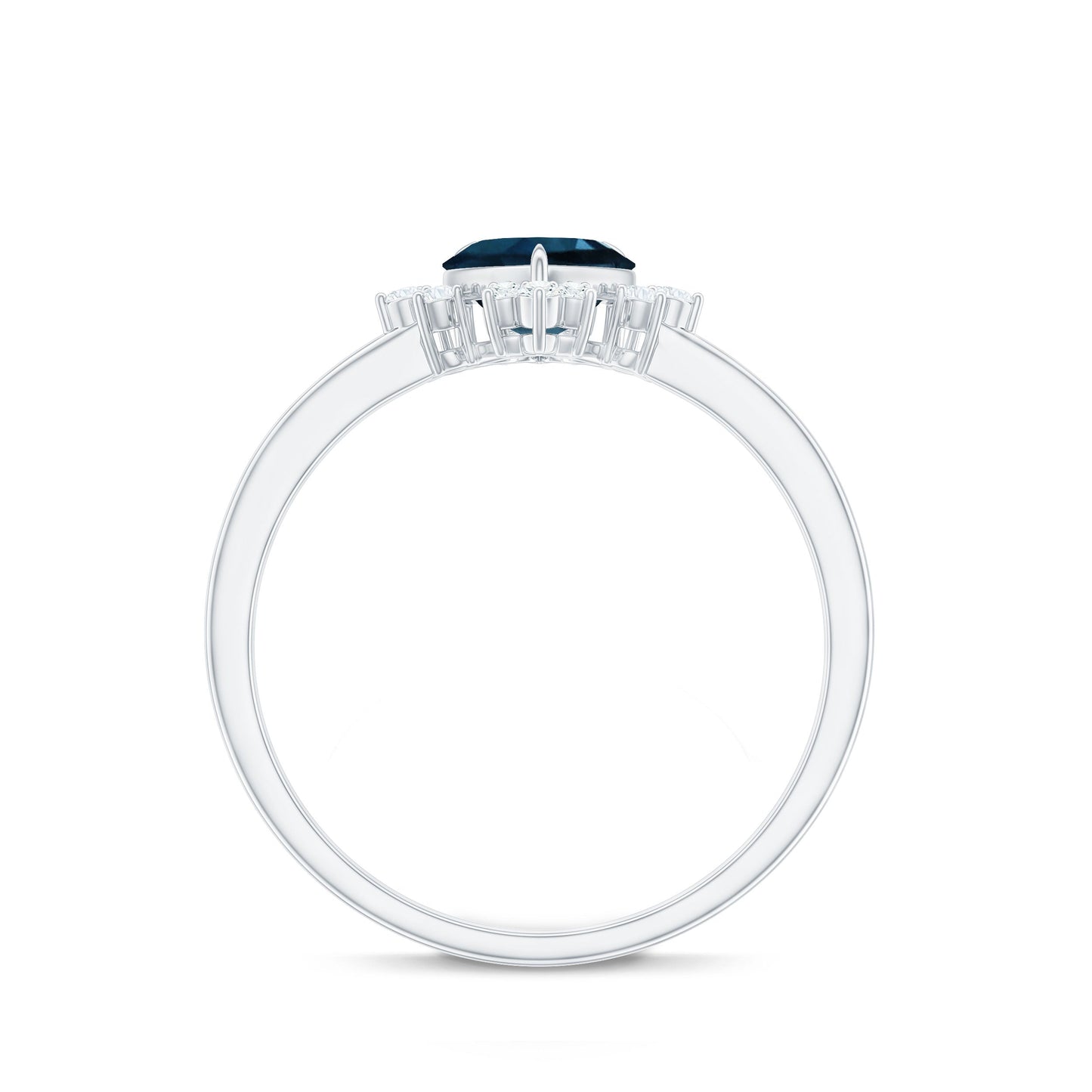 8mm Heart London Blue Topaz Engagement Ring with Diamond