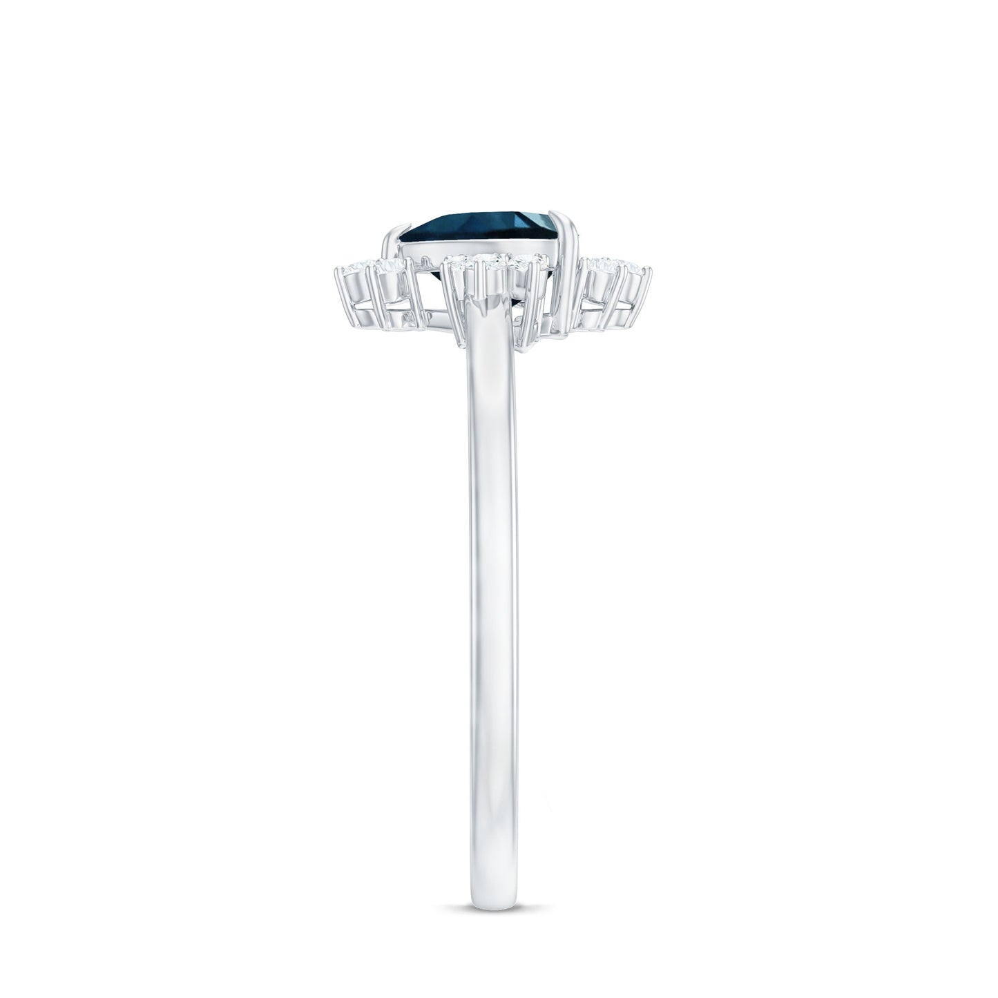 8mm Heart London Blue Topaz Engagement Ring with Diamond