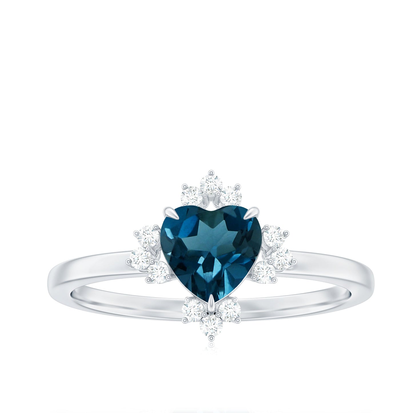 8mm Heart London Blue Topaz Engagement Ring with Diamond