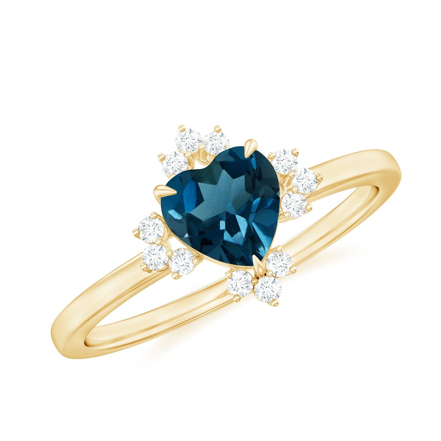 8mm Heart London Blue Topaz Engagement Ring with Diamond