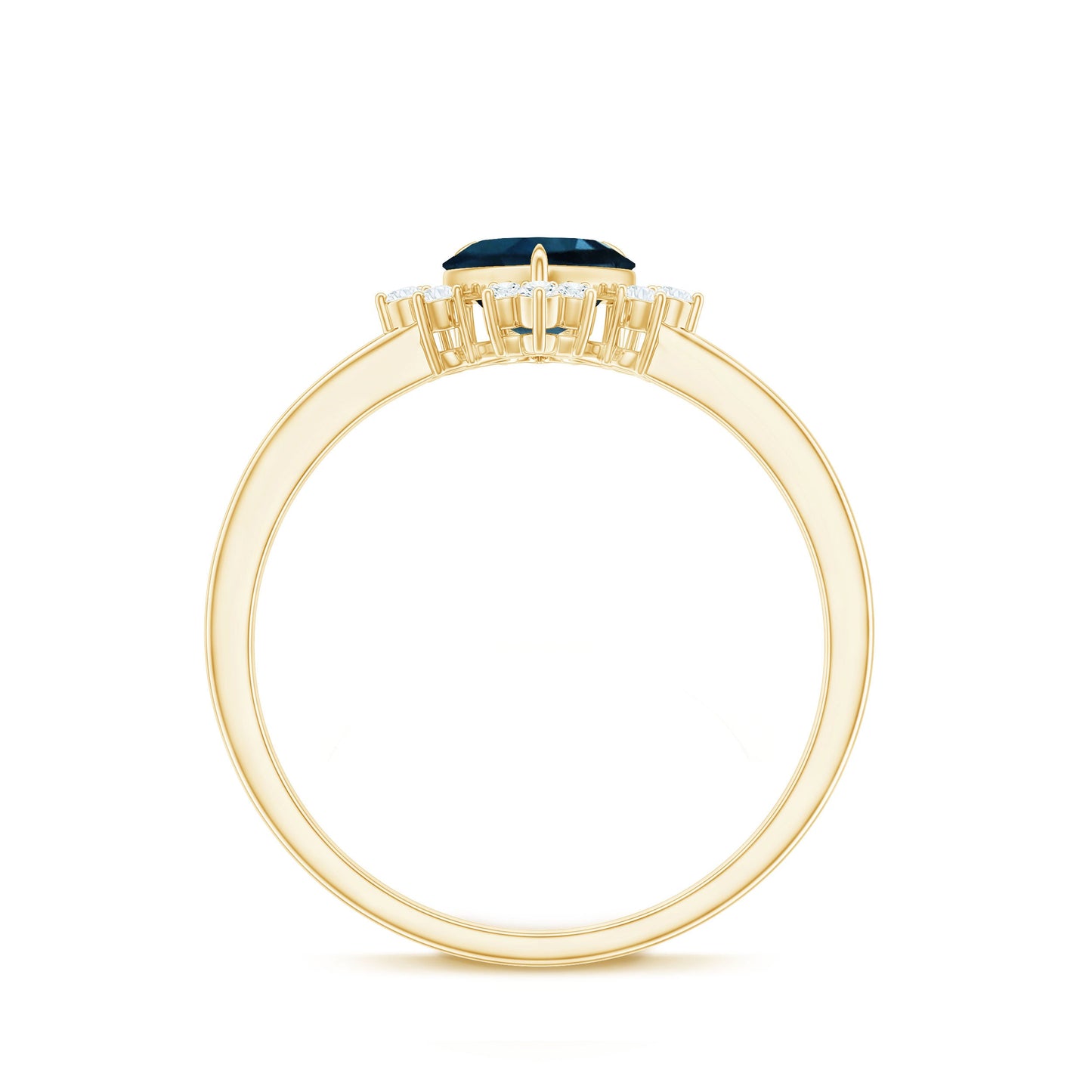8mm Heart London Blue Topaz Engagement Ring with Diamond