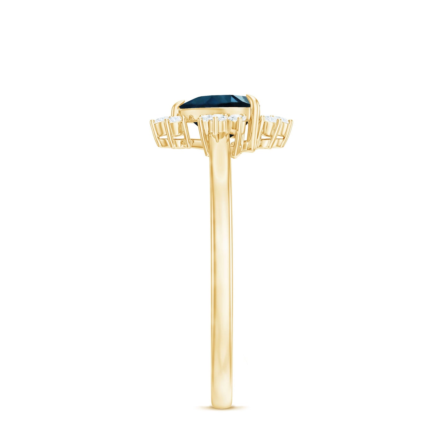 8mm Heart London Blue Topaz Engagement Ring with Diamond