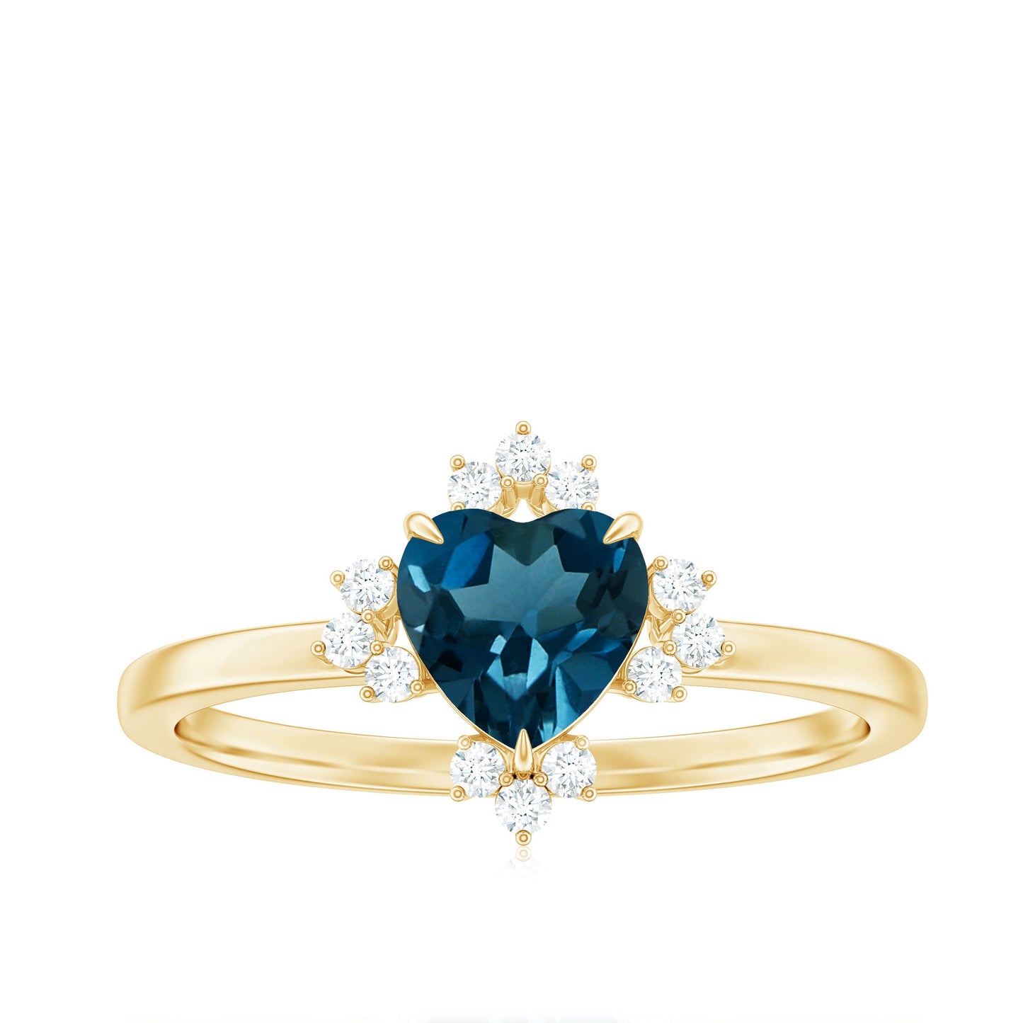 8mm Heart London Blue Topaz Engagement Ring with Diamond