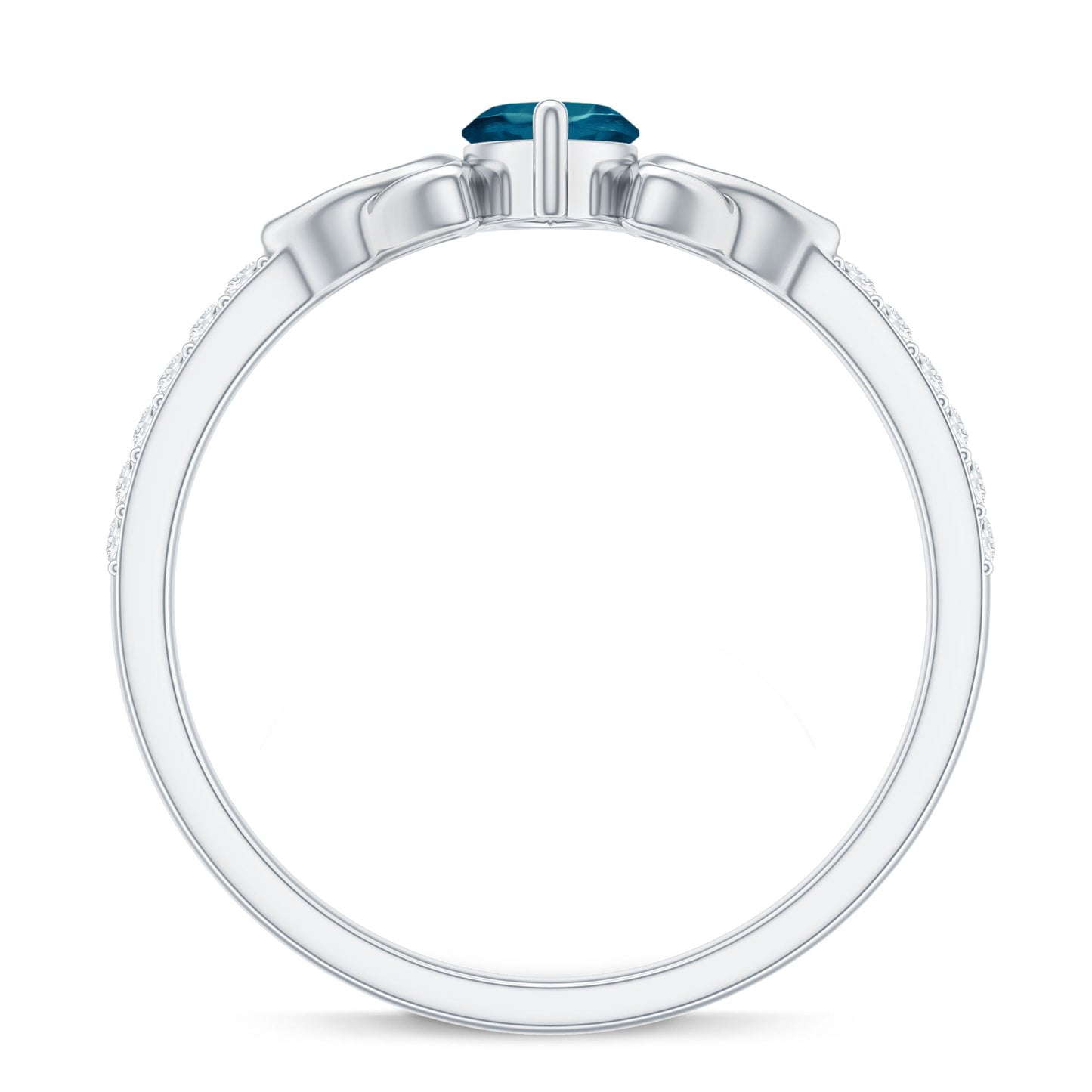 4x8mm Marquise Cut London Blue Topaz Celtic Engagement Ring with Diamond