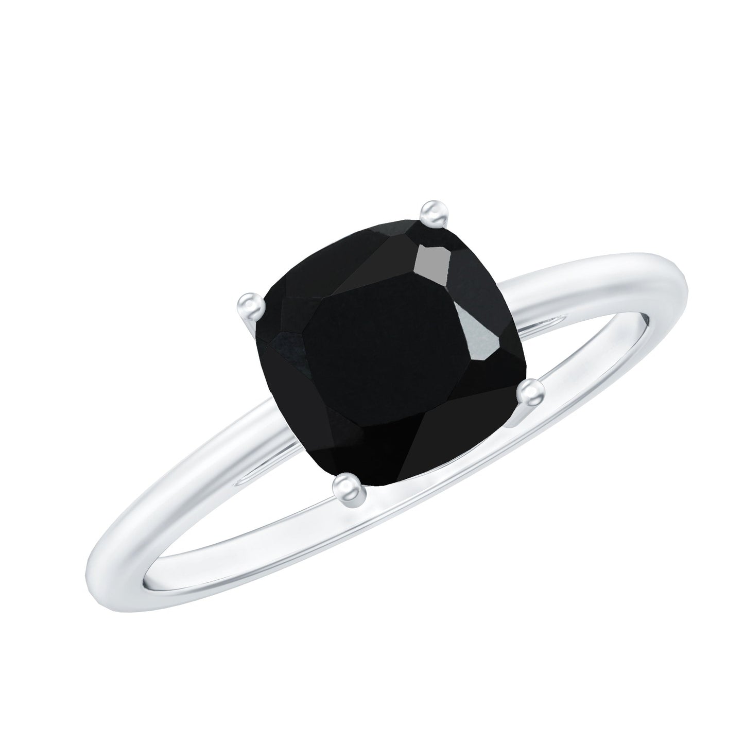 Certified 2.8 Carat Lab Grown Black Diamond Cushion Cut Engagement Ring