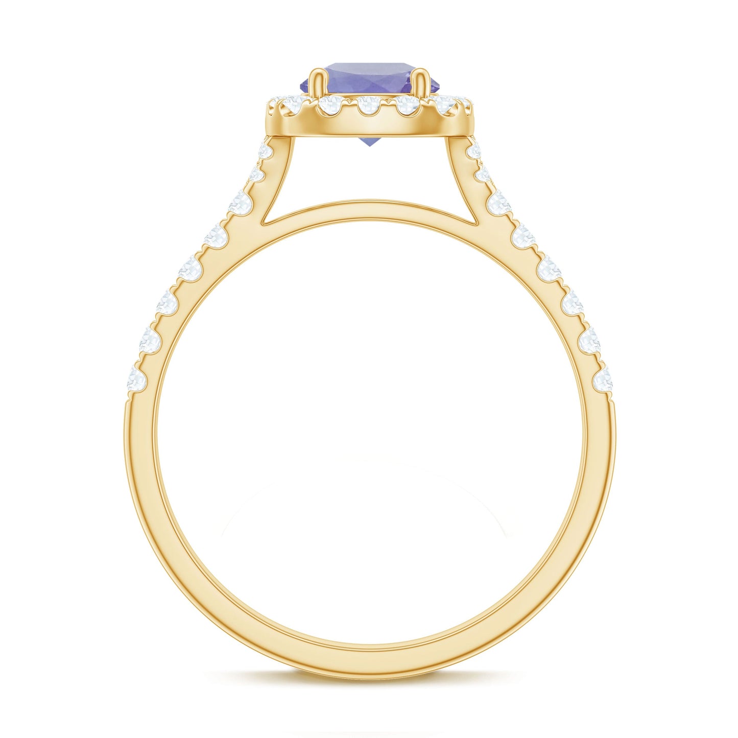 Genuine Tanzanite Halo Engagement Ring with Diamond
