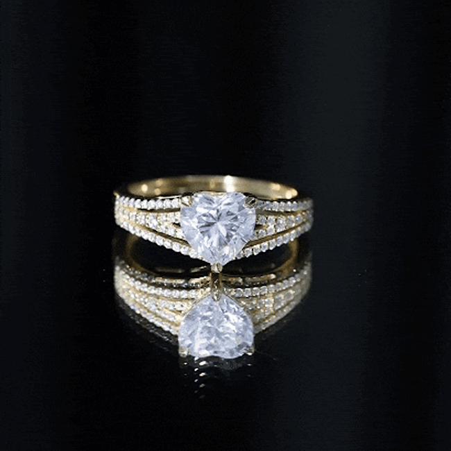 8 MM Moissanite Heart Designer Engagement Ring with Split Shank