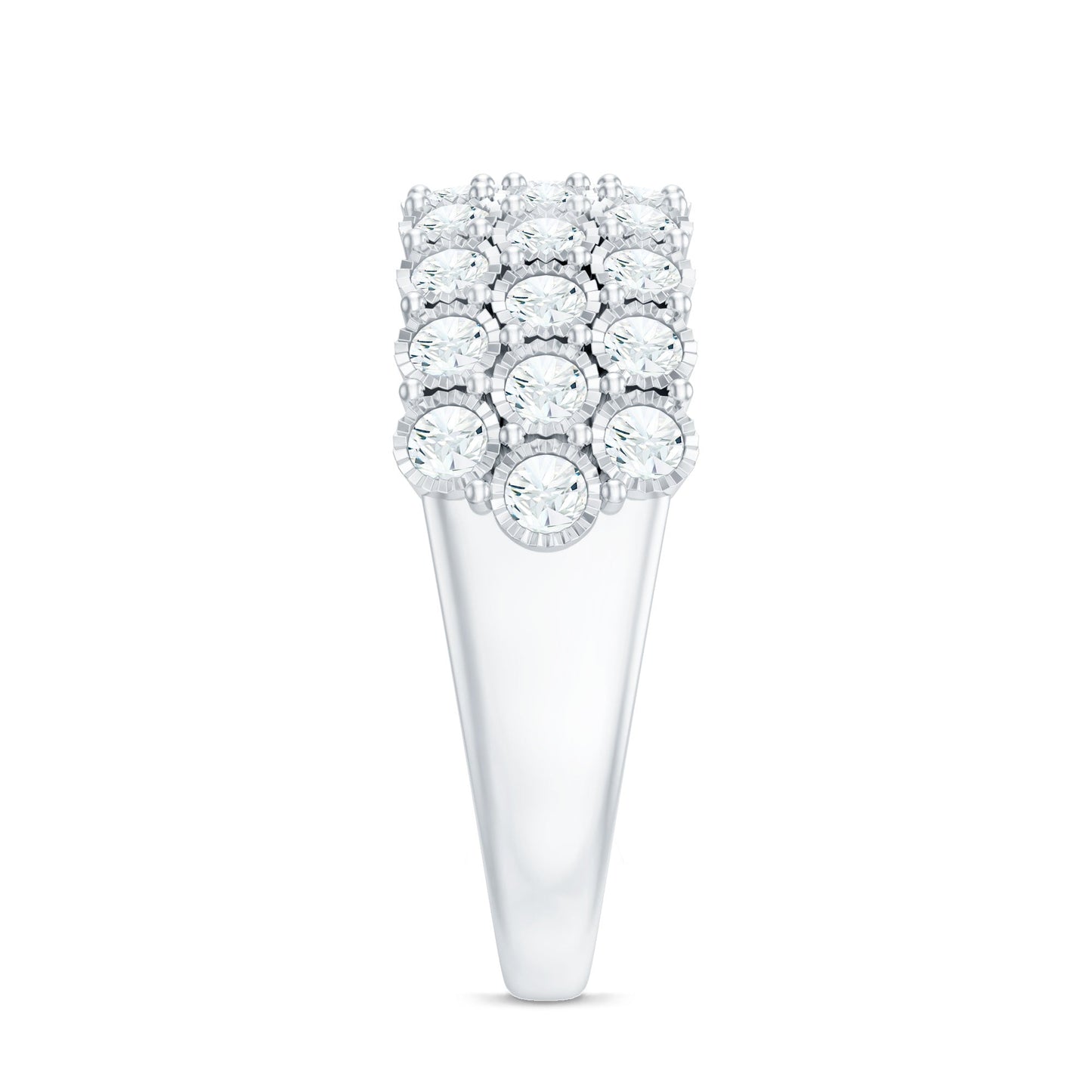 Diamond 3 Row Wide Wedding Band Ring