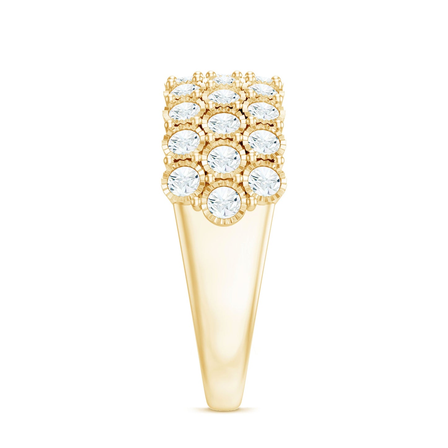 Diamond 3 Row Wide Wedding Band Ring