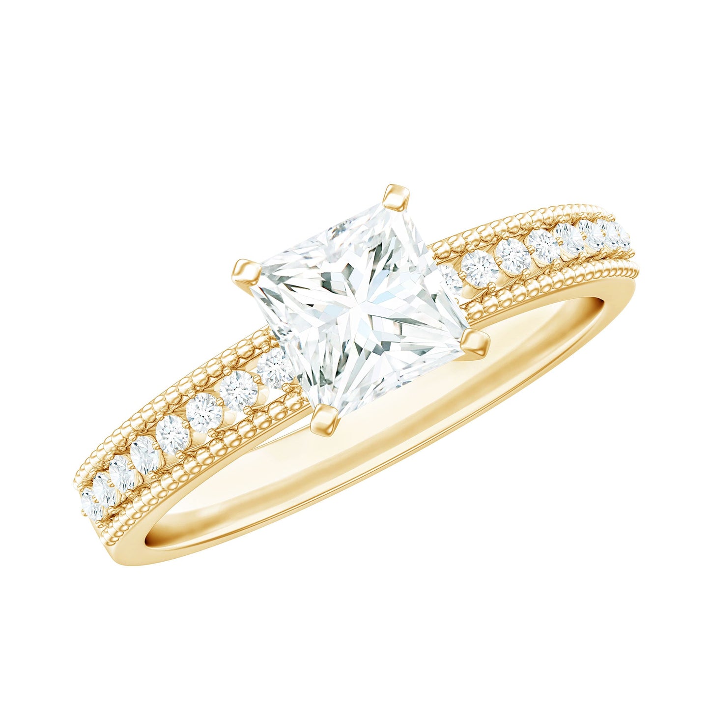 Moissanite Solitaire Engagement Ring with Princess Cut