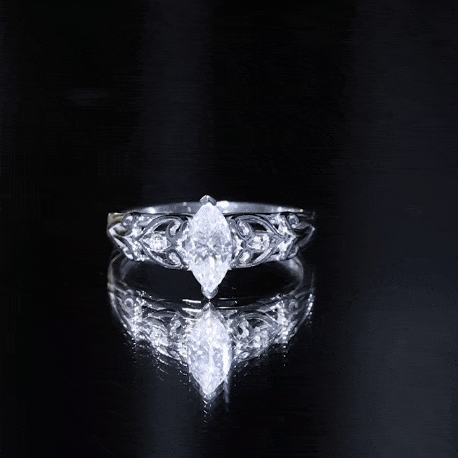 Marquise Moissanite Engagement Ring With Certificate
