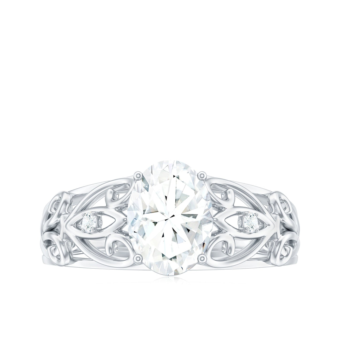 6X8 mm Oval Cut Vintage Inspired Moissanite Filigree Engagement Ring