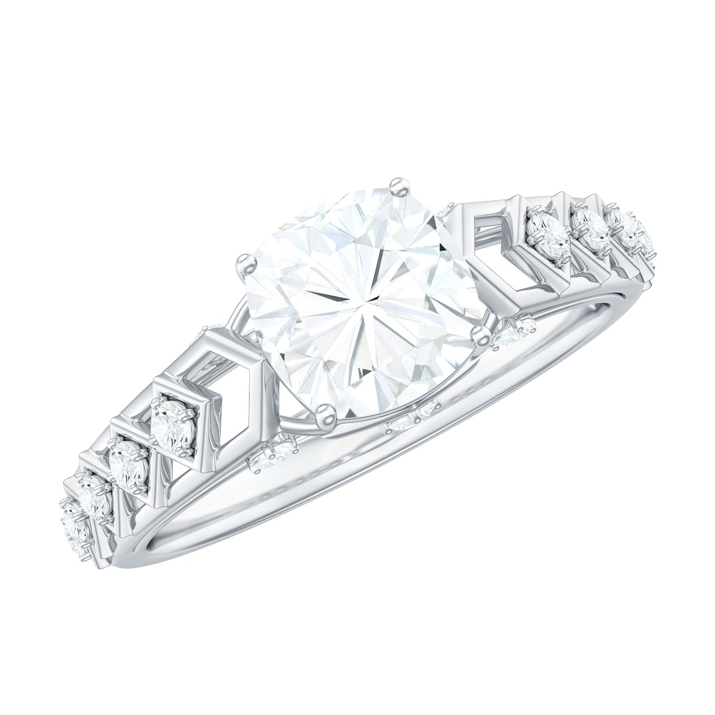 6mm Cushion Cut Certified Moissanite Solitaire Engagement Ring