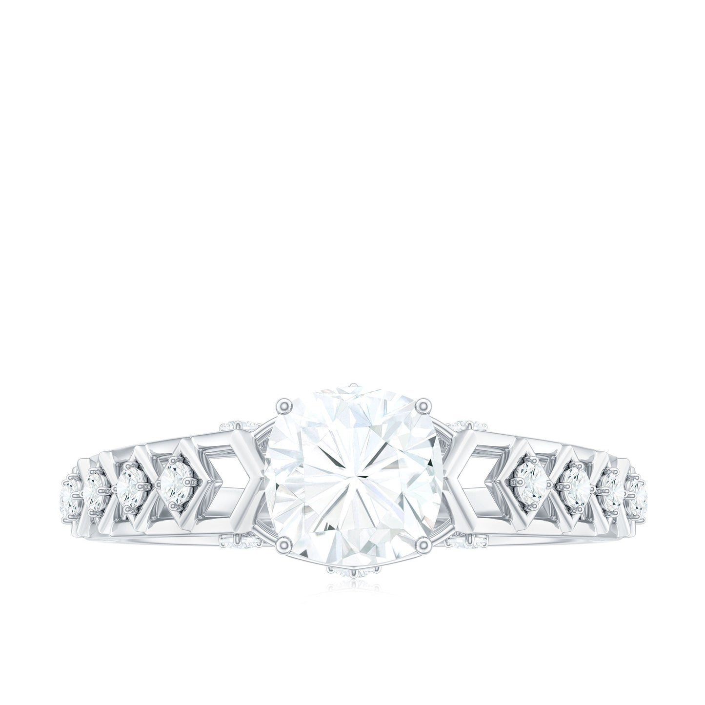 6mm Cushion Cut Certified Moissanite Solitaire Engagement Ring