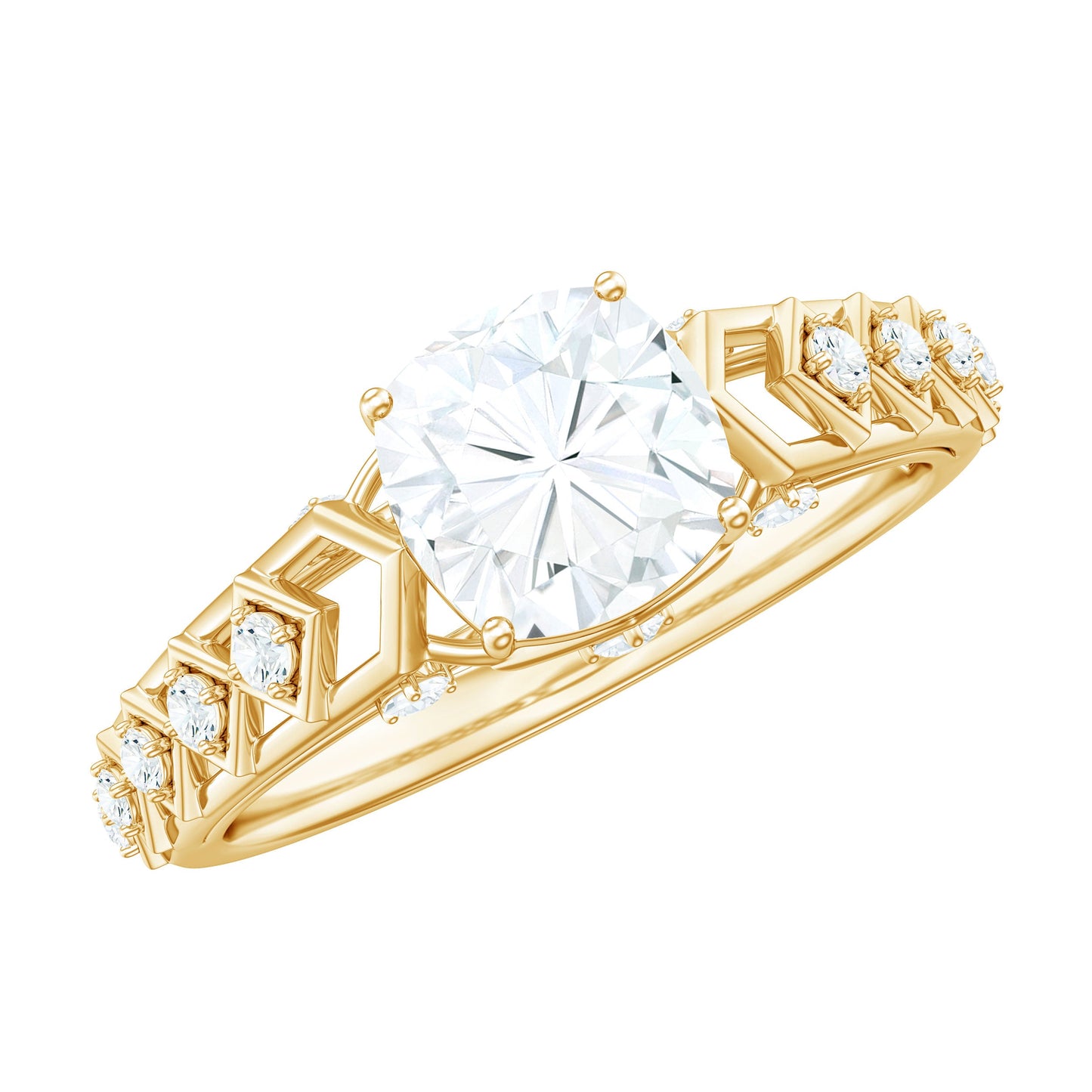 6mm Cushion Cut Certified Moissanite Solitaire Engagement Ring