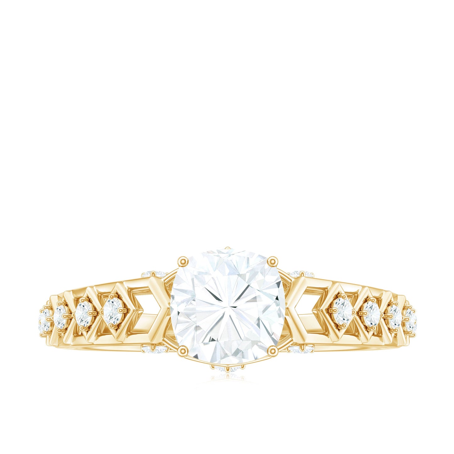6mm Cushion Cut Certified Moissanite Solitaire Engagement Ring