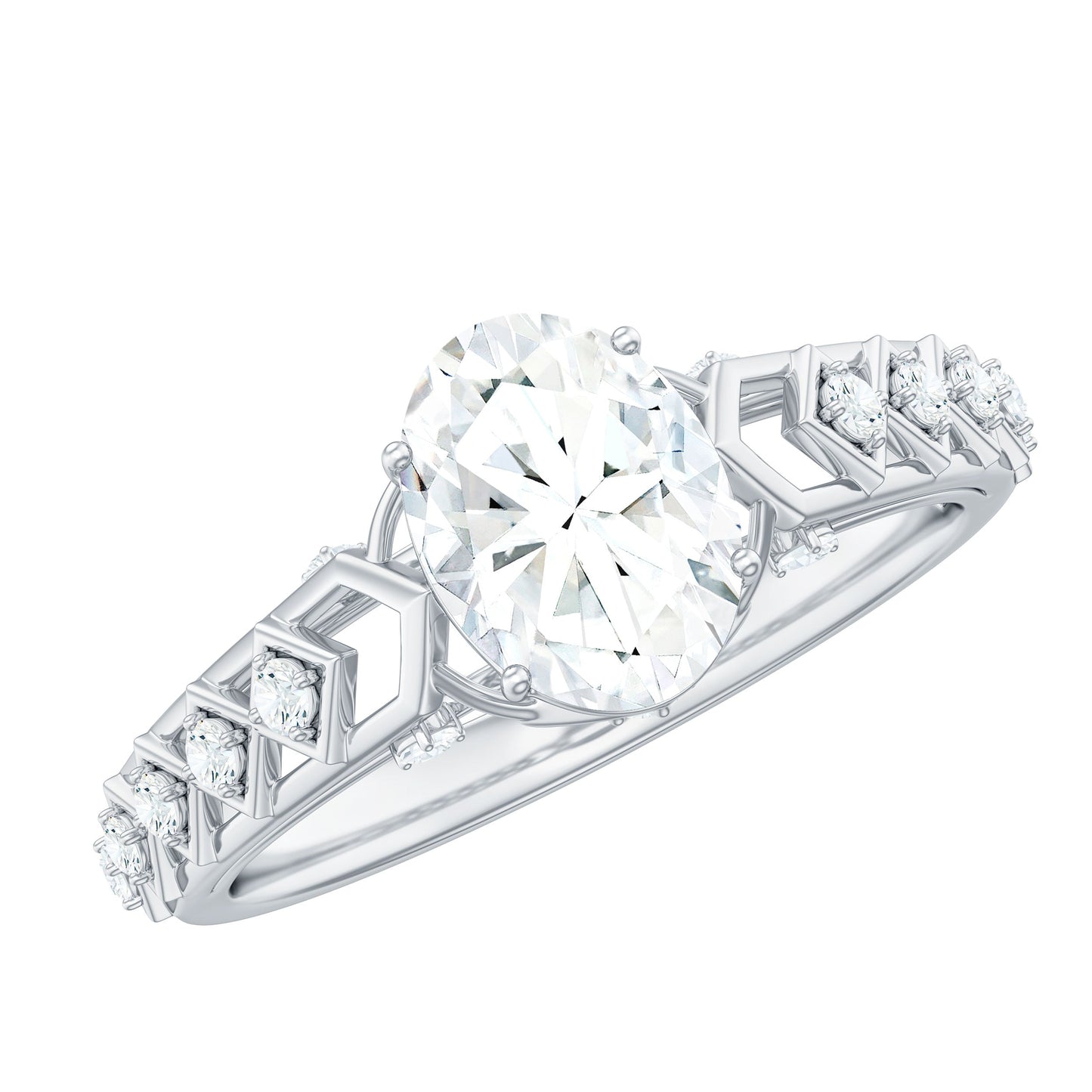 6x8mm Oval Cut Moissanite Solitaire Engagement Ring