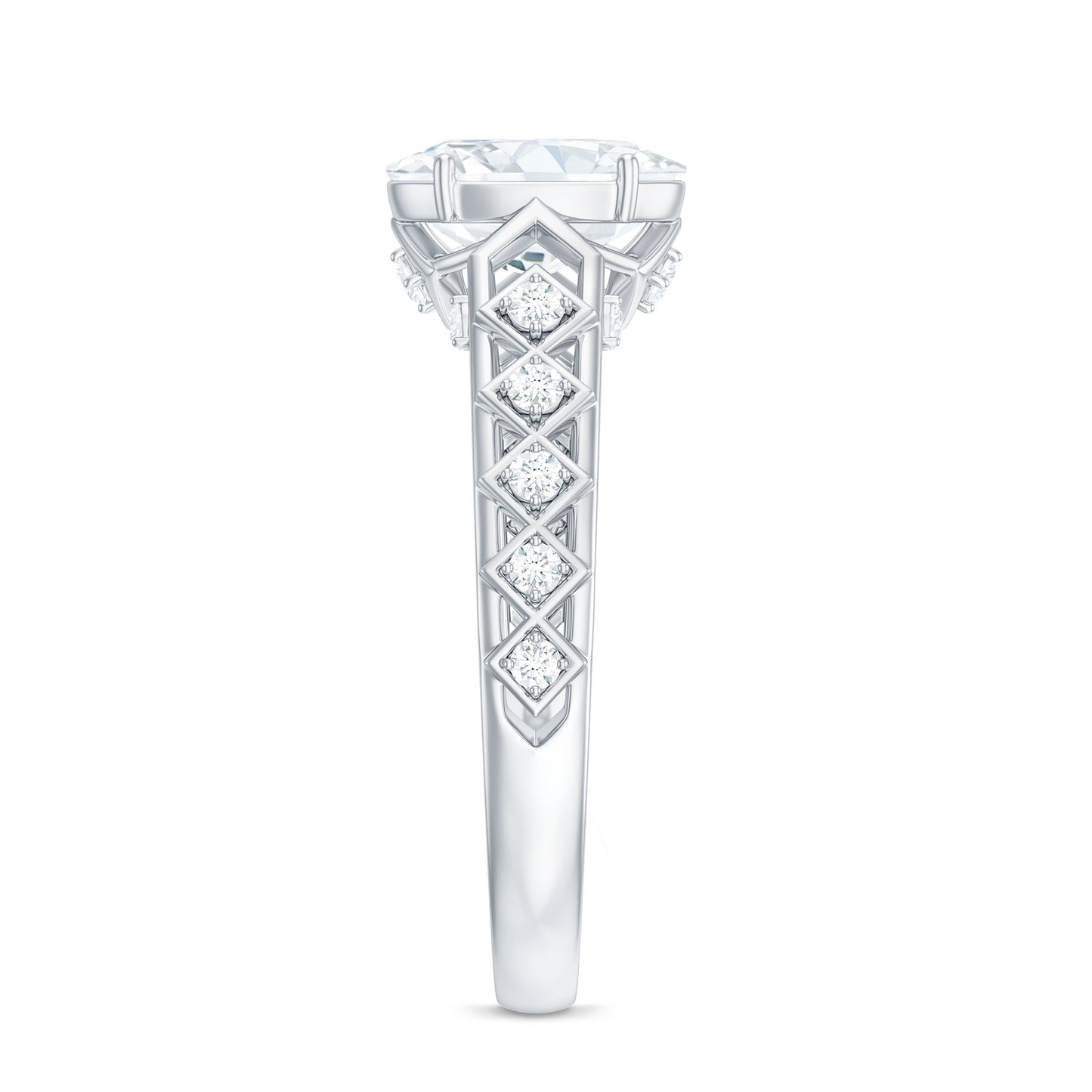 6x8mm Oval Cut Moissanite Solitaire Engagement Ring