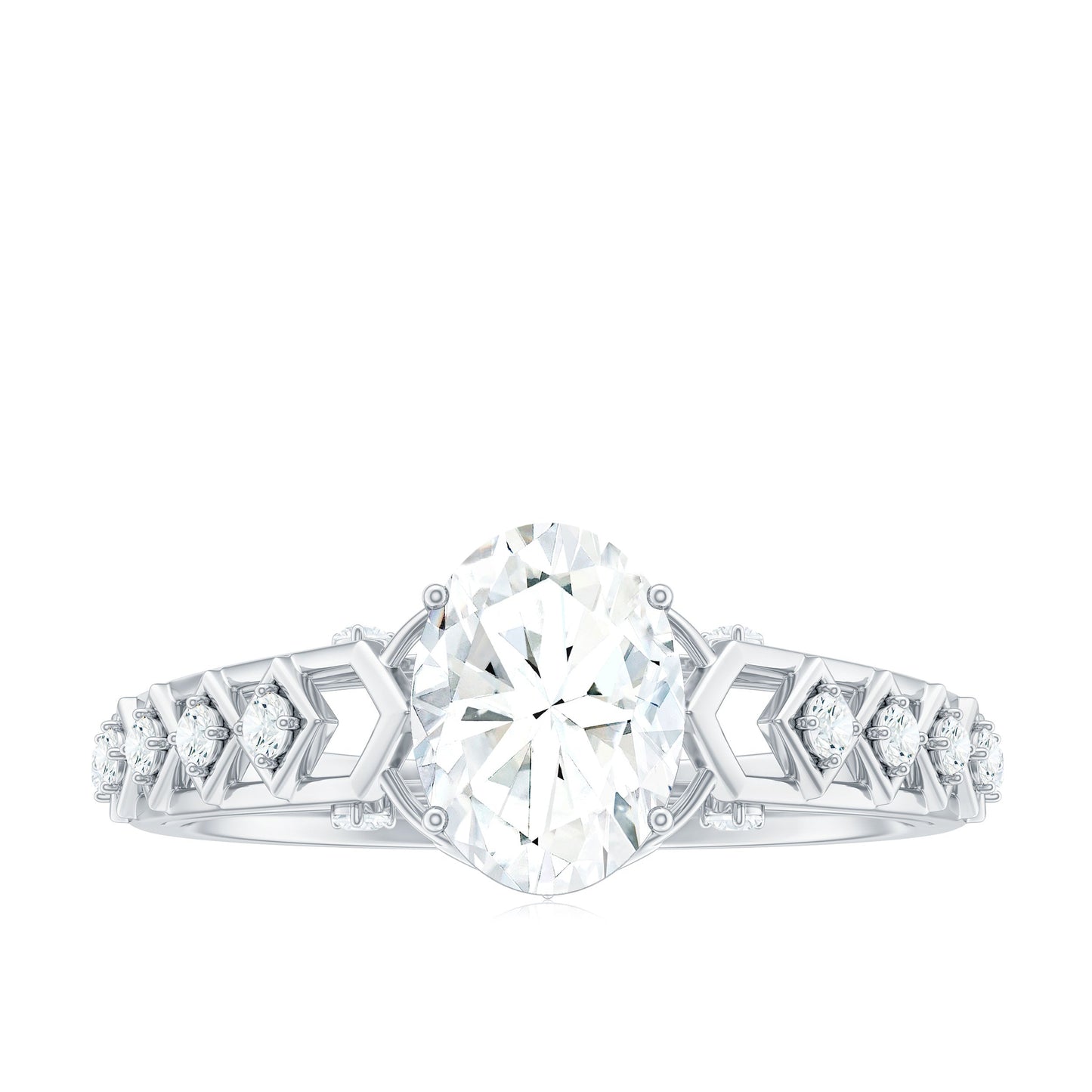 6x8mm Oval Cut Moissanite Solitaire Engagement Ring