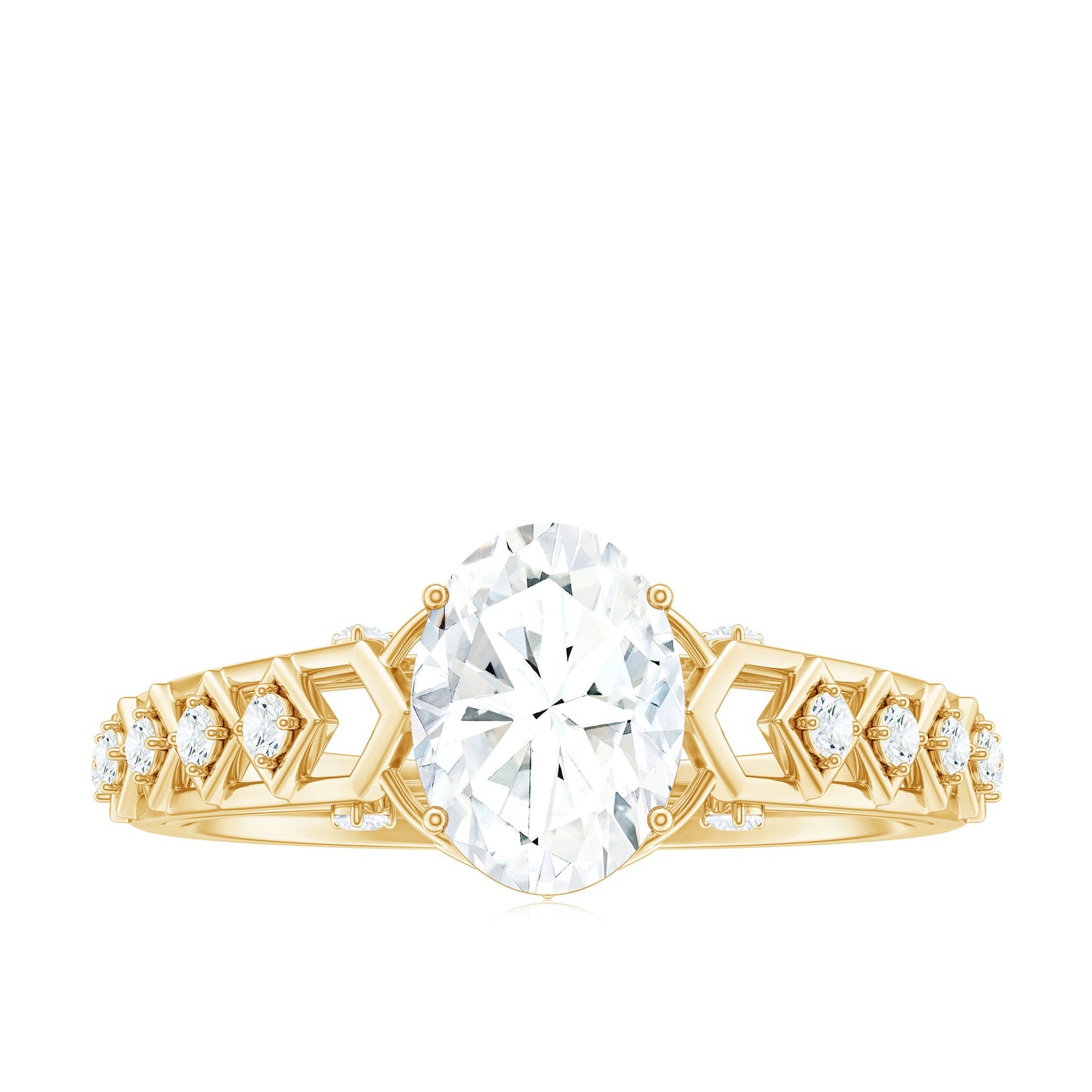 6x8mm Oval Cut Moissanite Solitaire Engagement Ring