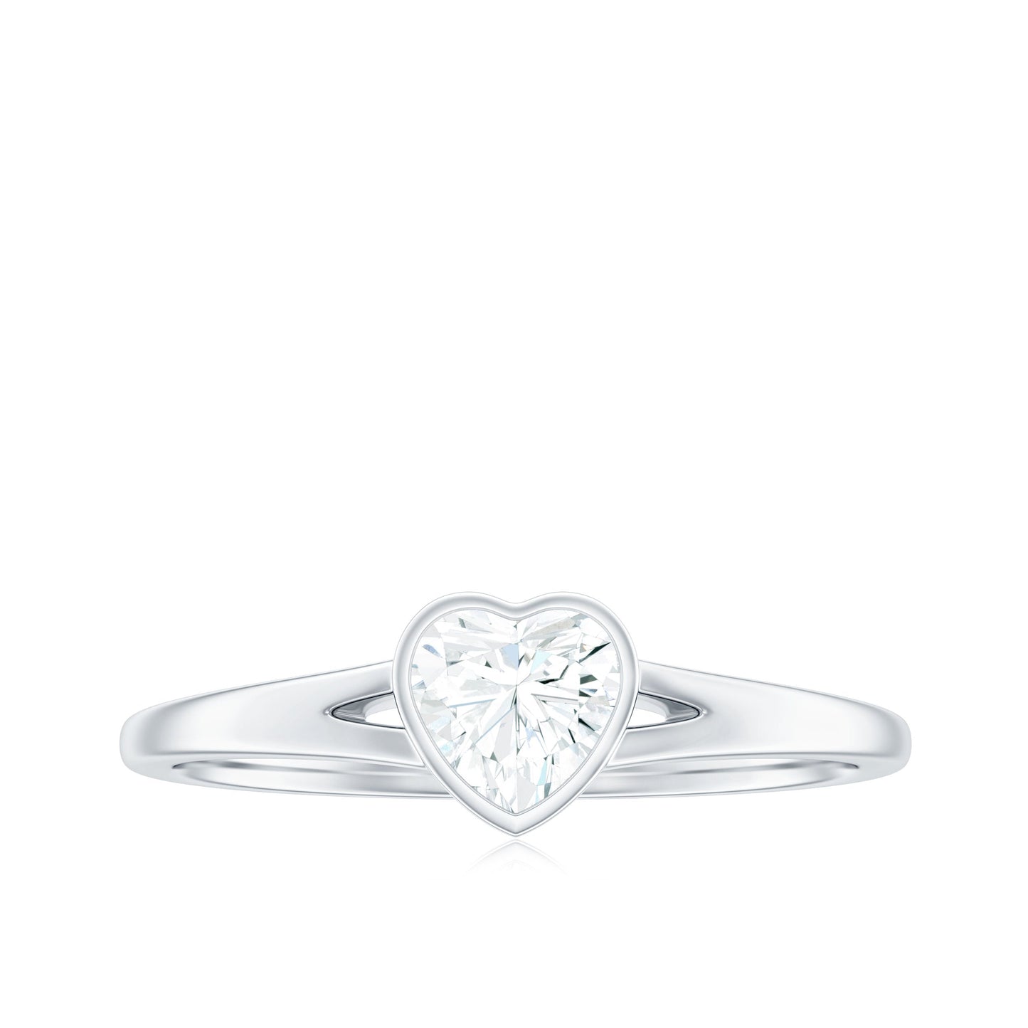 5mm Heart Shape Moissanite Solitaire Ring with Split Shank