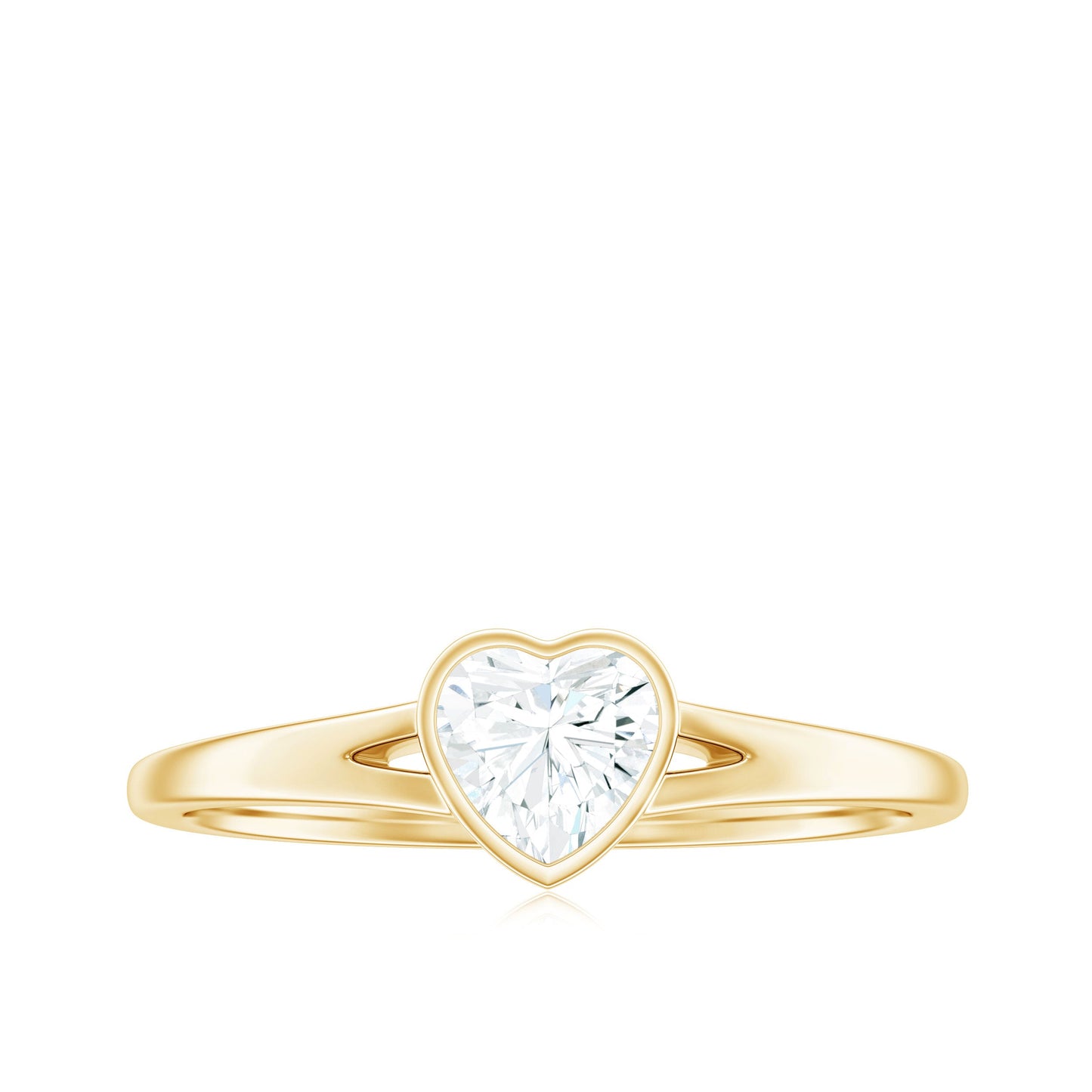 5mm Heart Shape Moissanite Solitaire Ring with Split Shank
