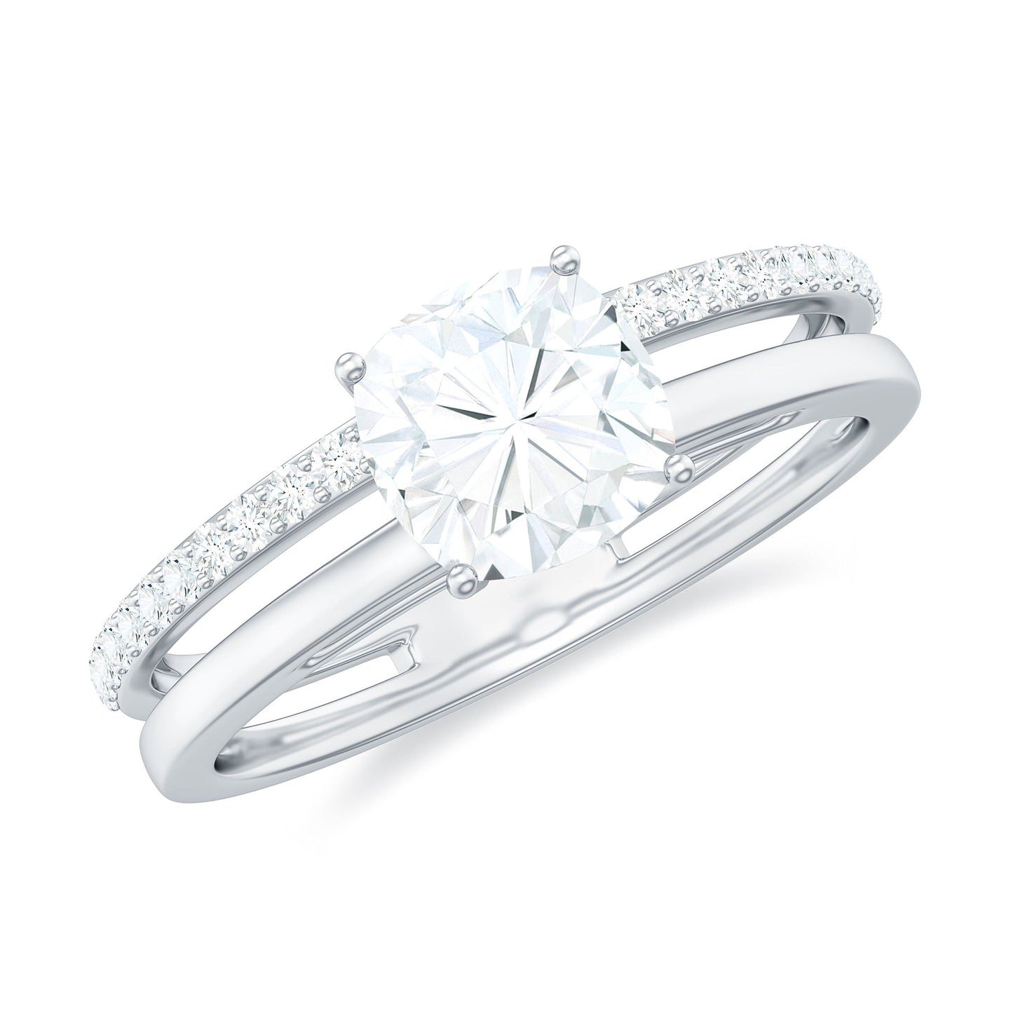 6X6 MM Certified Moissanite Solitaire Double Band Engagement Ring