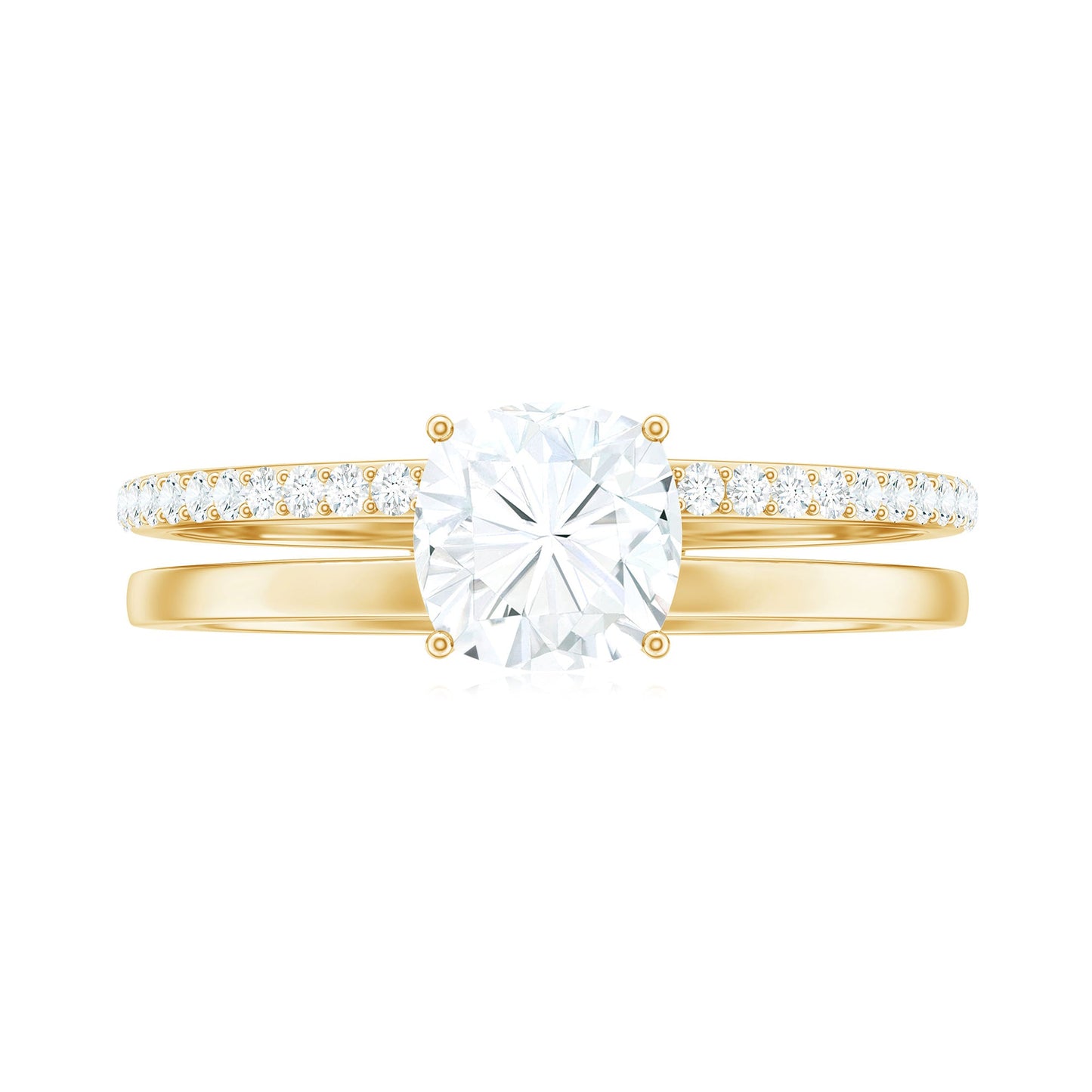 6X6 MM Certified Moissanite Solitaire Double Band Engagement Ring