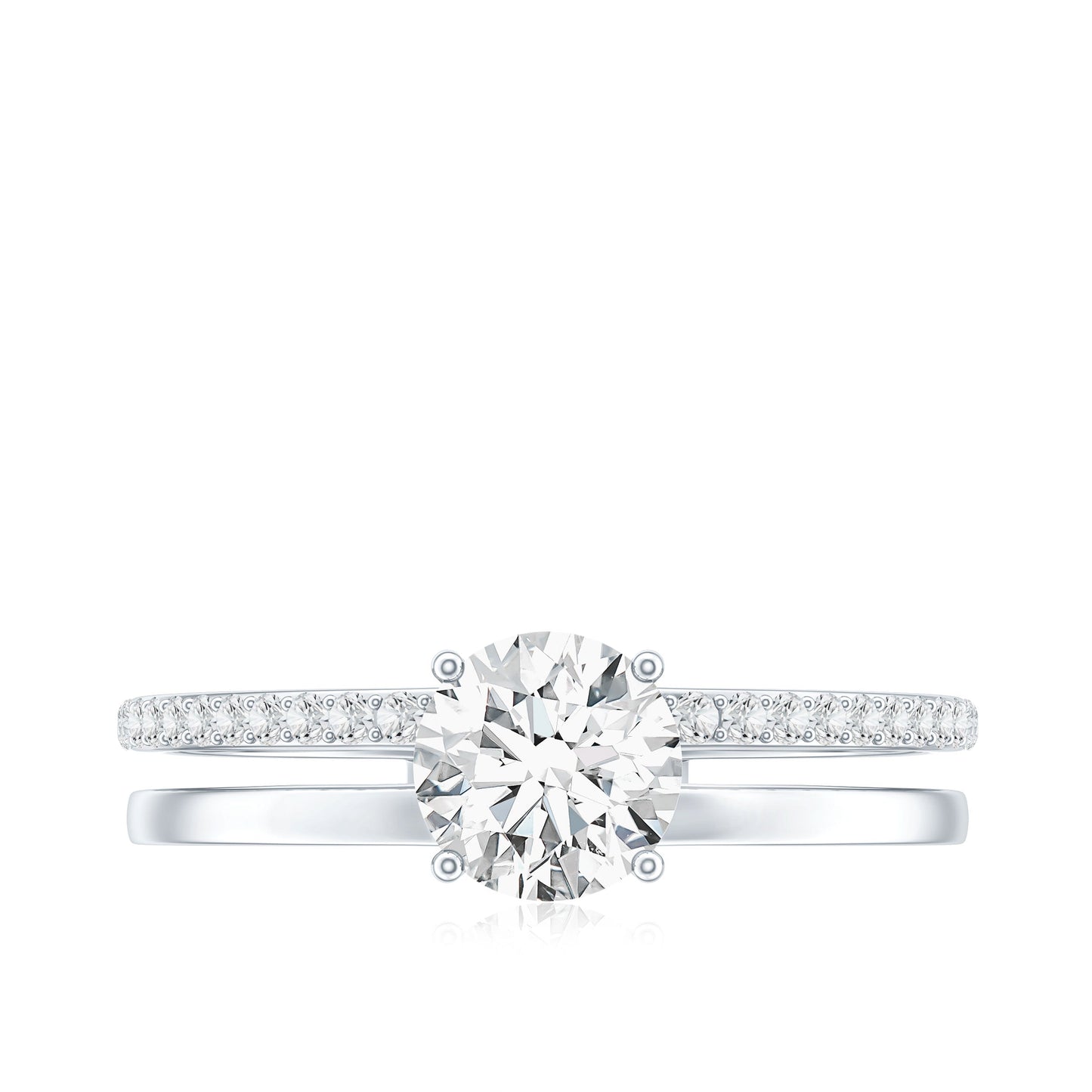 6 mm Round Moissanite Double Band Engagement Ring
