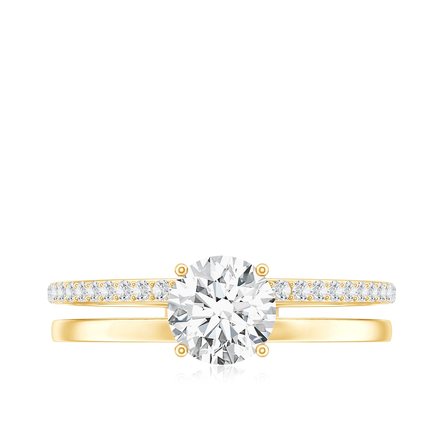 6 mm Round Moissanite Double Band Engagement Ring