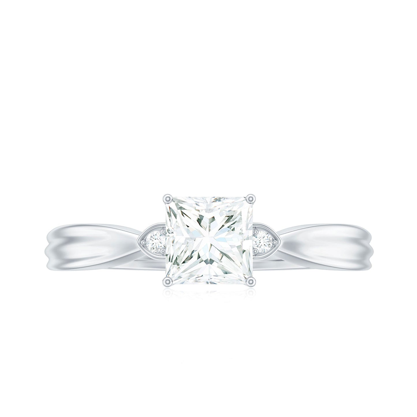 5MM Princess Cut Moissanite Solitaire Promise Ring for Her